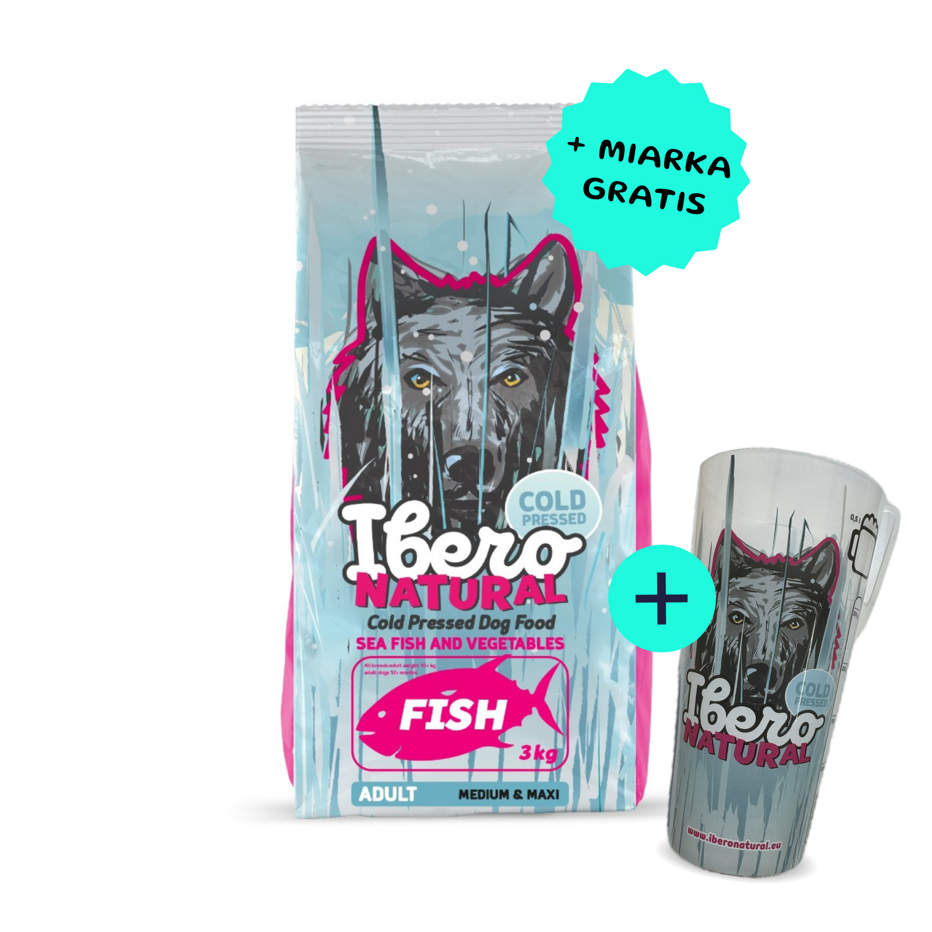 Ibero Cold Press Dog Adult Medium/Large Fish karma tłoczona na zimno dla średnich i dużych psów z rybą 12kg + miarka GRATIS!