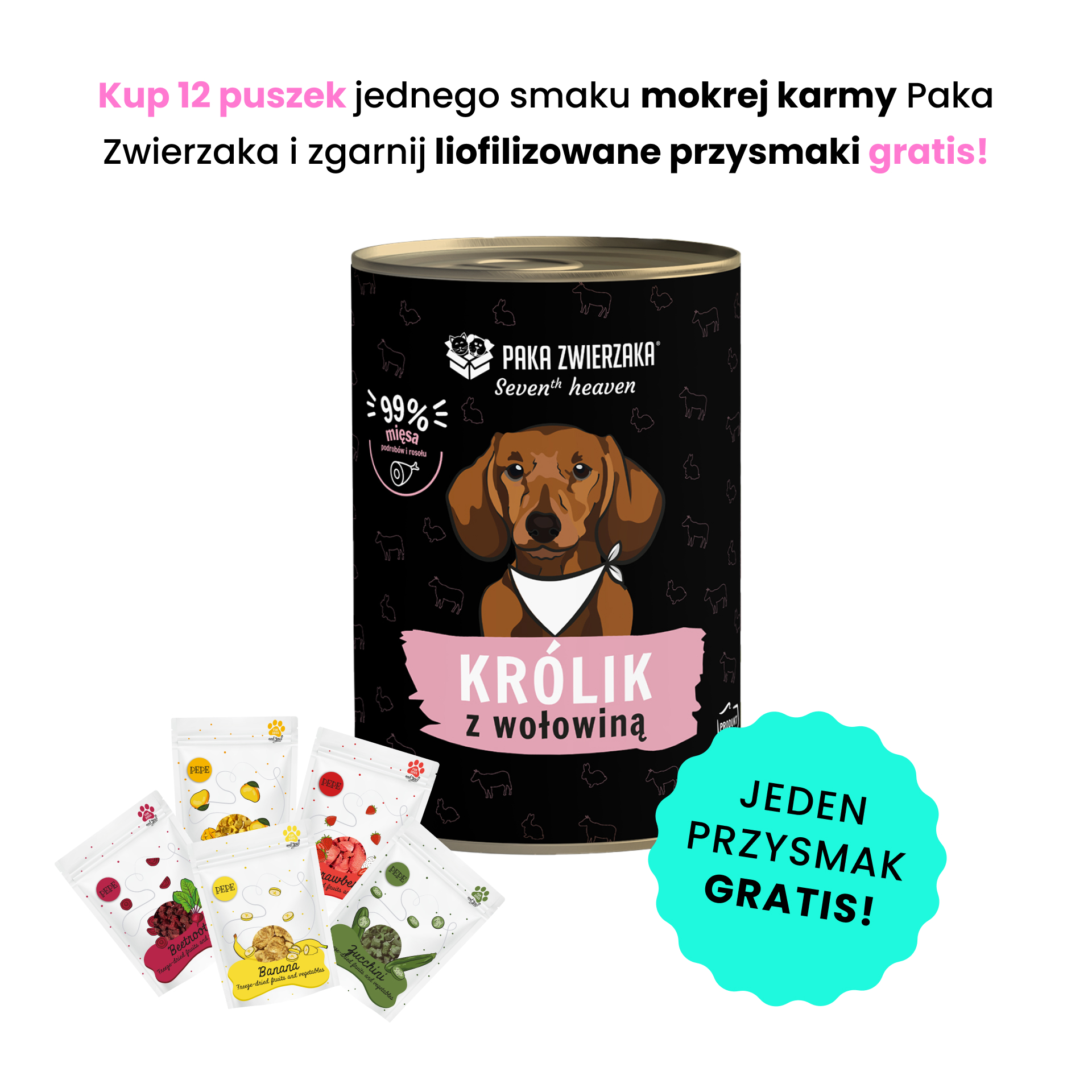 PAKA ZWIERZAKA Rabbit & Beef (królik i wołowina) karma mokra SUPERPREMIUM dla psów w każdym wieku 400g