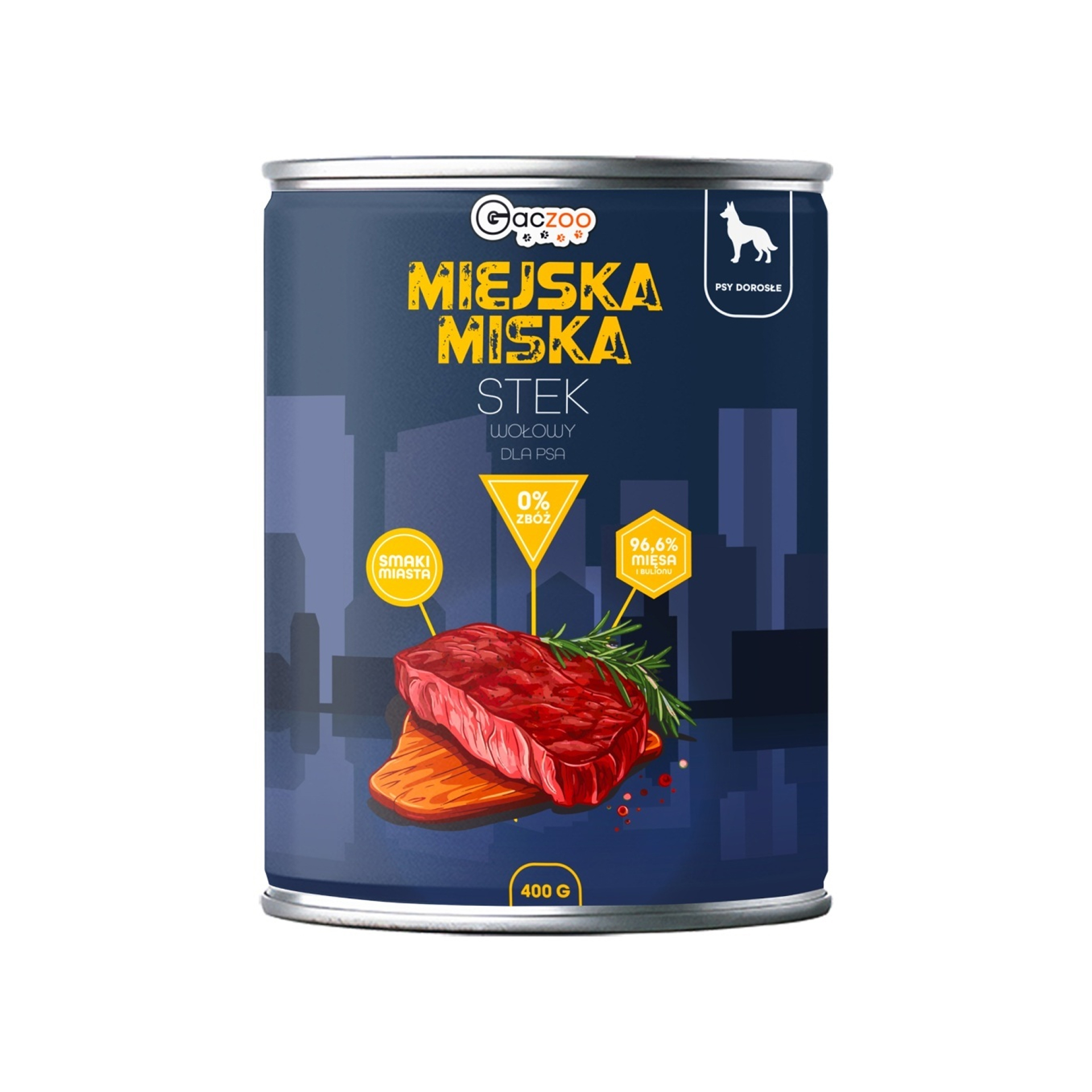 Gaczoo Miejska Miska Stek Wołowy bezzbożowa karma mokra dla psów 400g