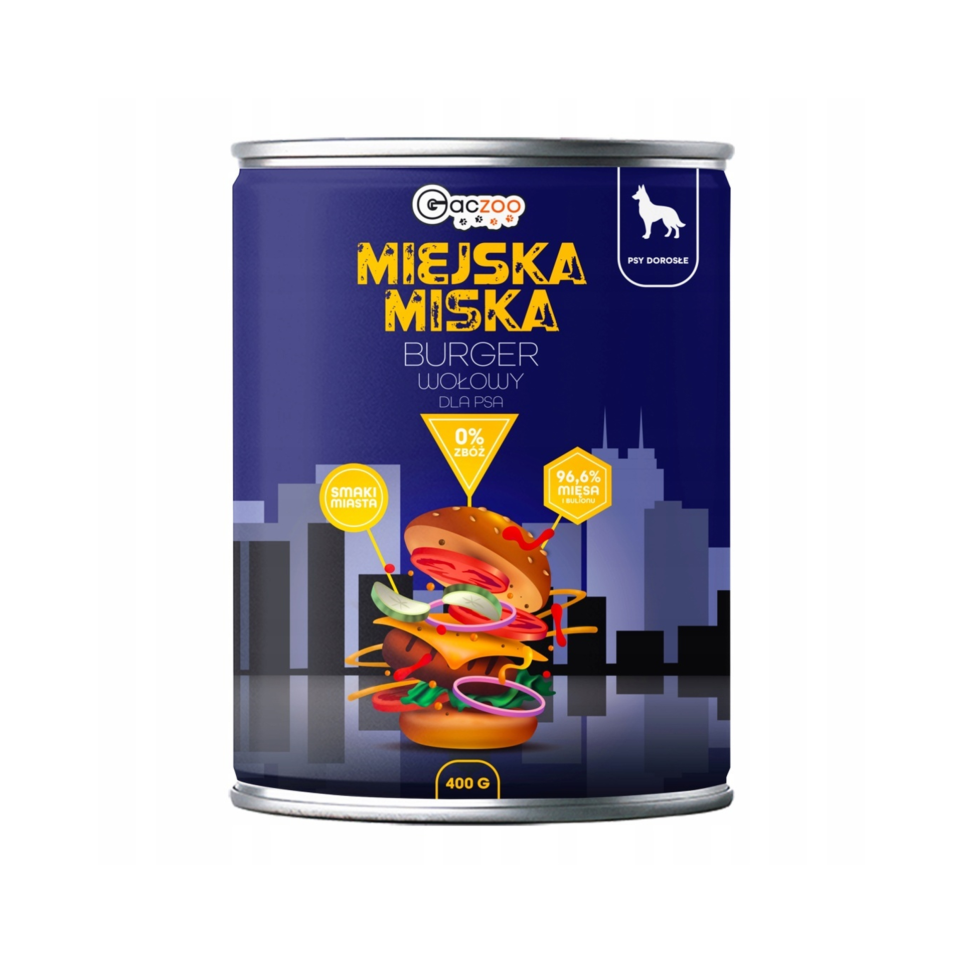 Gaczoo Miejska Miska Burger Wołowy bezzbożowa karma mokra dla psów 400g