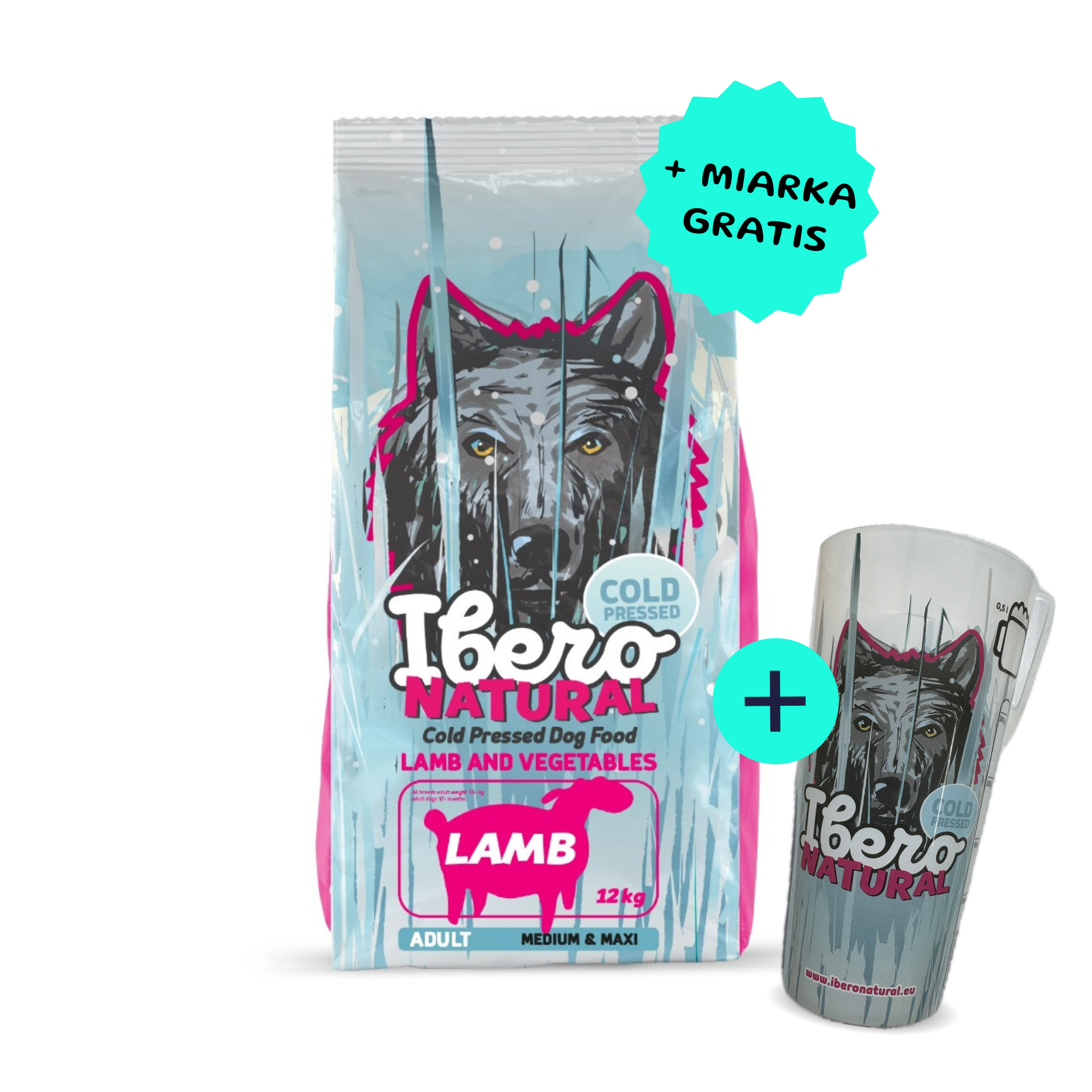 Ibero Cold Press Dog Adult Medium/Large karma tłoczona na zimno dla dużych i średnich psów z jagnięciną 12kg + miarka GRATIS!