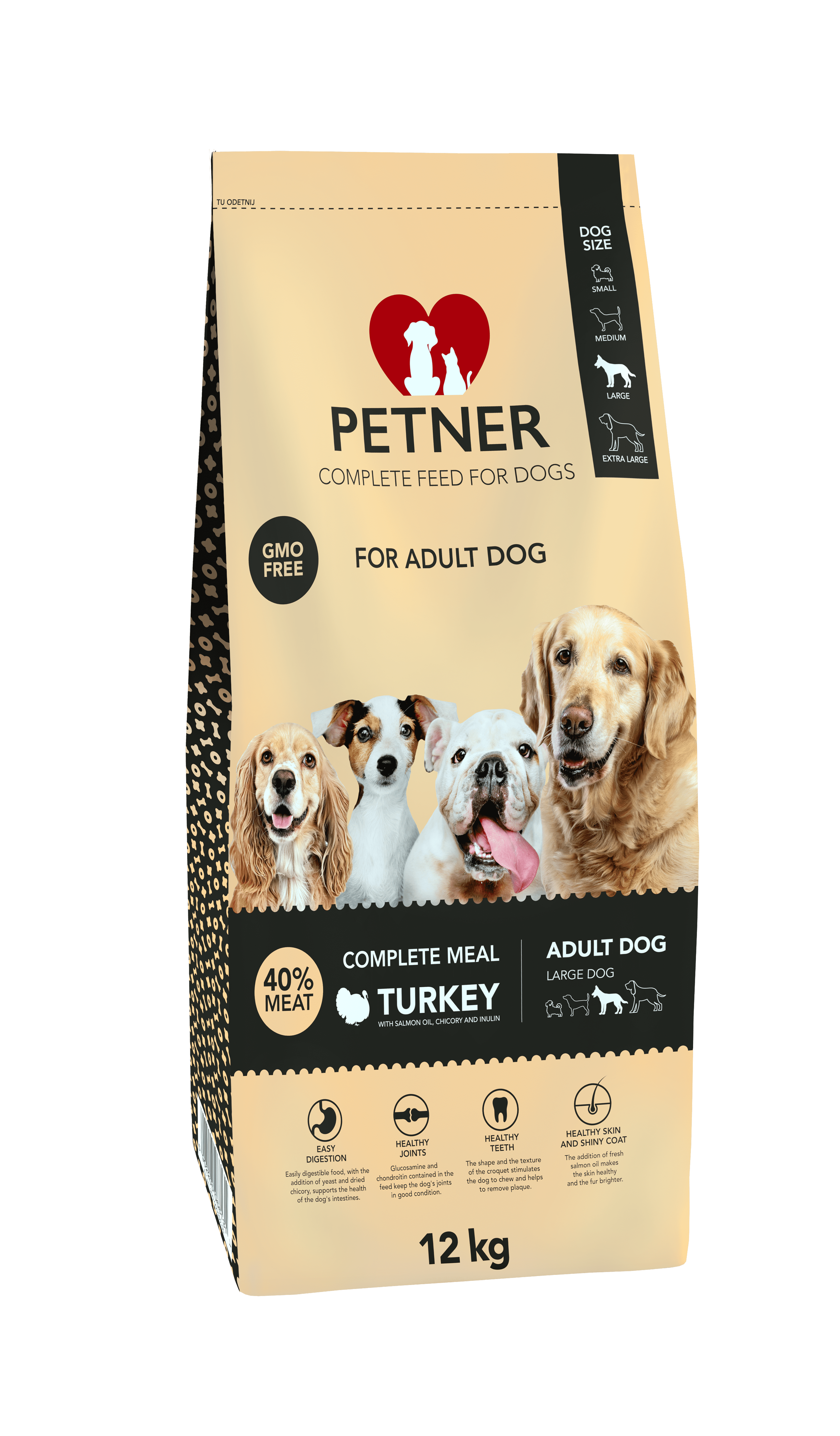 Petner Adult dog large breeds with turkey 12kg