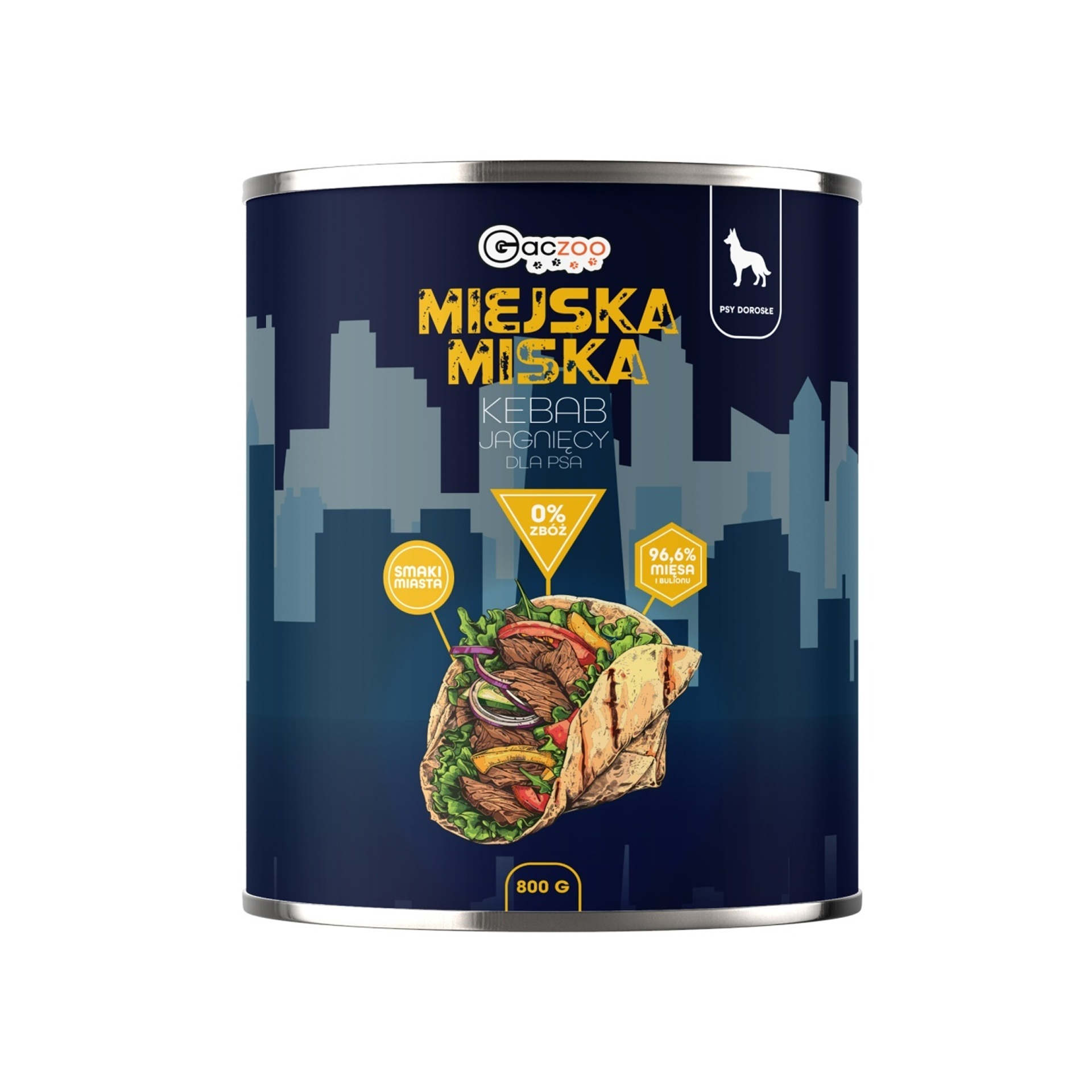 Gaczoo Miejska Miska Kebab Jagnięcy bezzbożowa karma mokra dla psów 800g