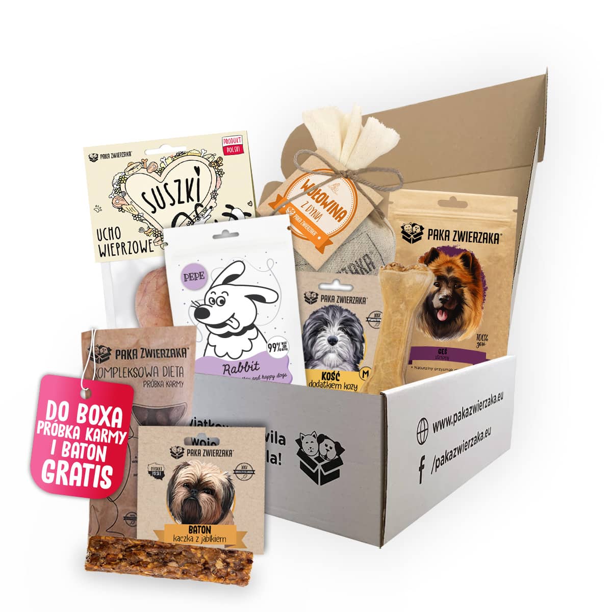 PAKA ZWIERZAKA BOX Promocyjny z przysmakami dla psa