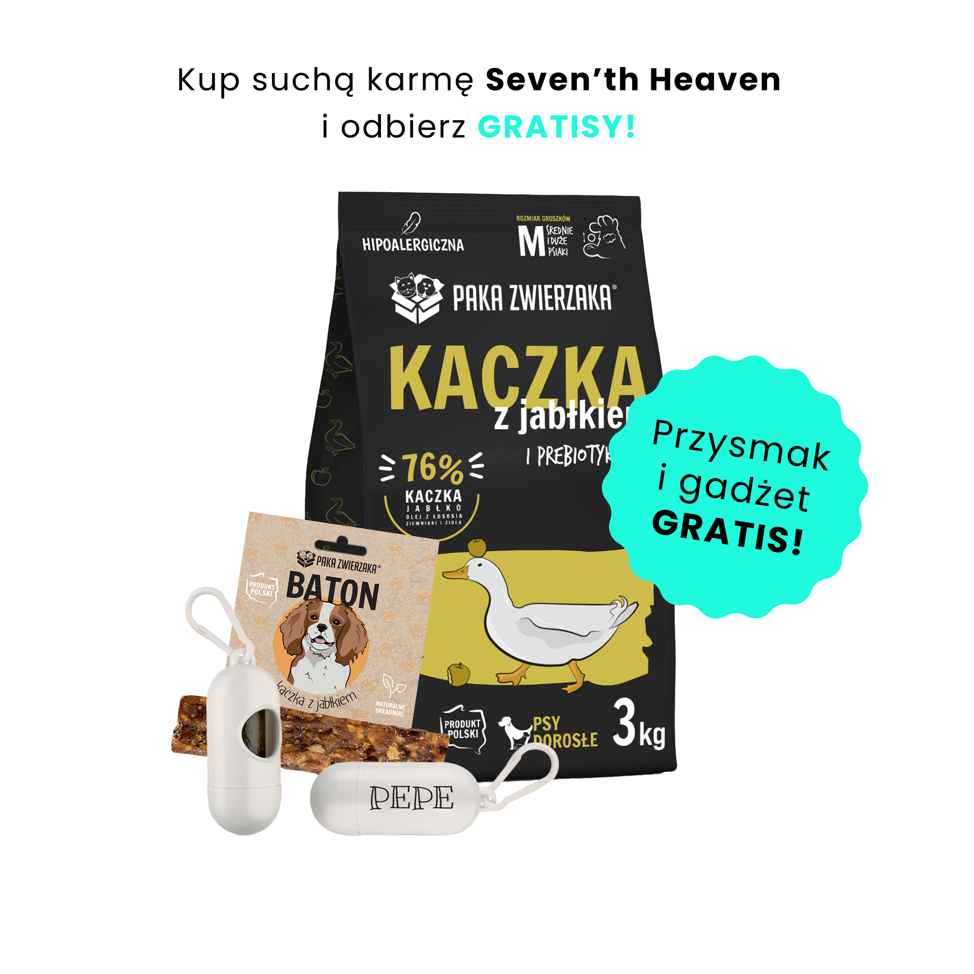 PAKA ZWIERZAKA sucha karma Seven’th Heaven Duck & Apple  (Kaczka i jabłko) 3kg