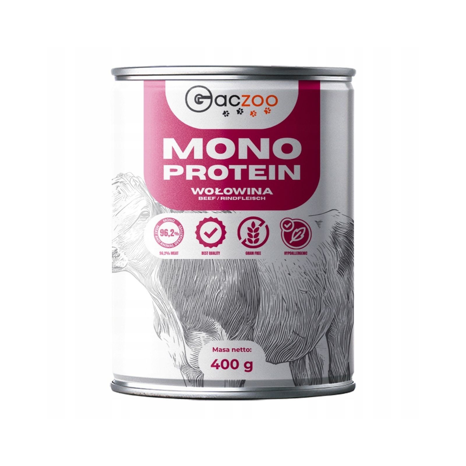 Gaczoo Monobiałkowa Wołowina karma mokra dla psów dorosłych wszystkich ras 400g