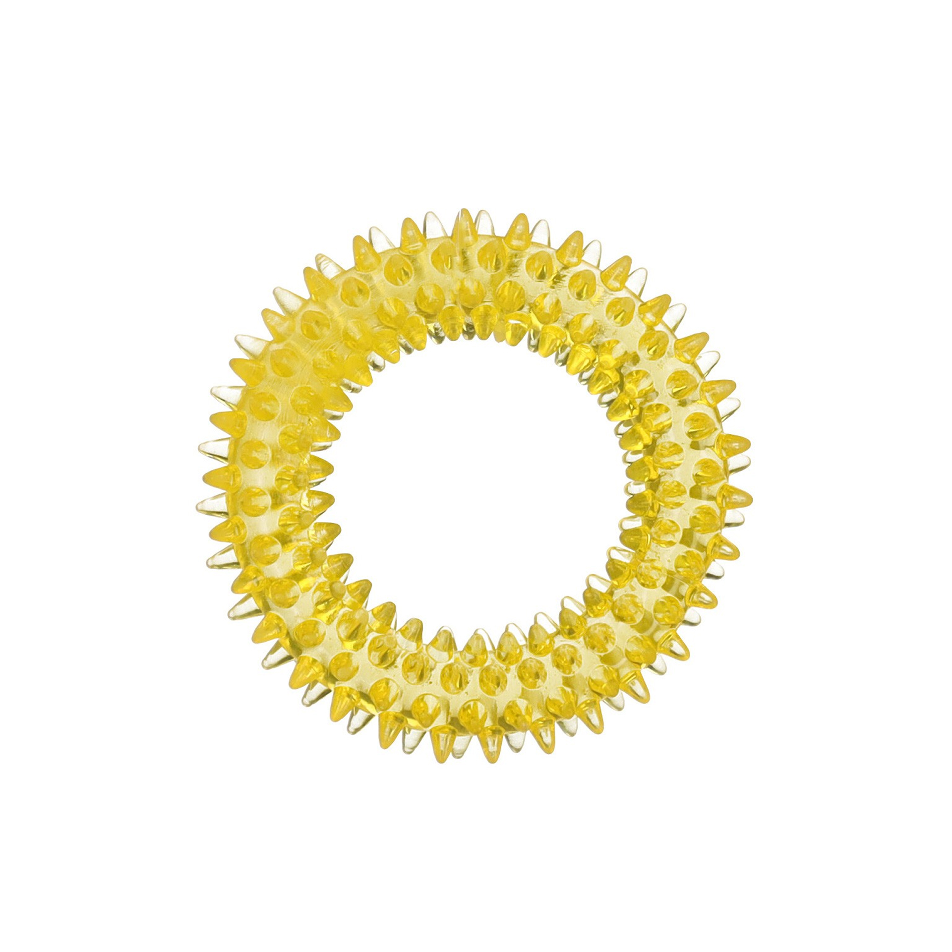 TRIK&ROLL Żółty ring z kolcami zabawka do gryzienia i aportowania dla psa 9cm