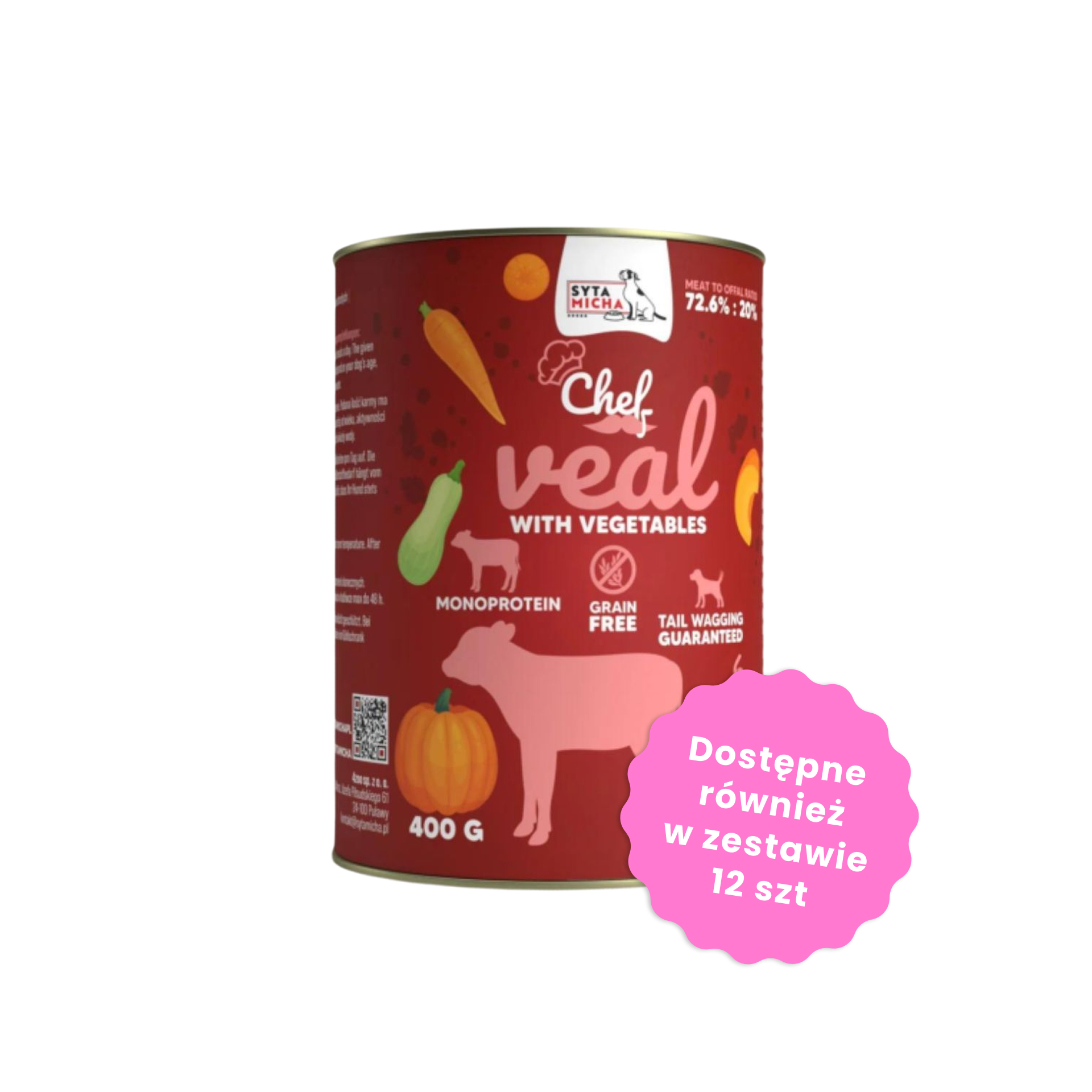 Syta Micha Karma mokra CHEF Cielęcina z warzywami dla psów 400g