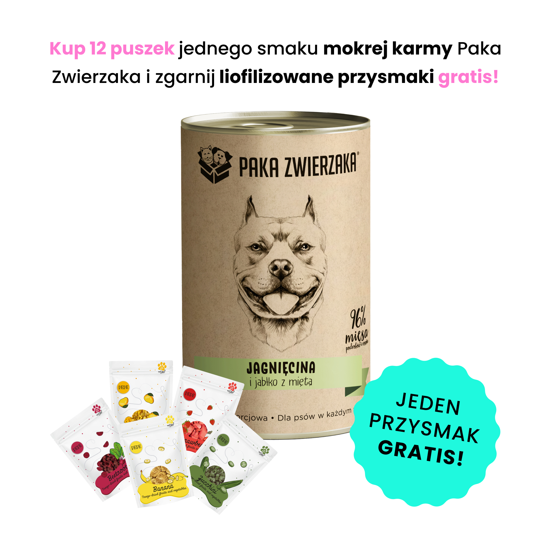 PAKA ZWIERZAKA Jagnięcina i jabłko z miętą 400g karma mokra dla psów w każdym wieku