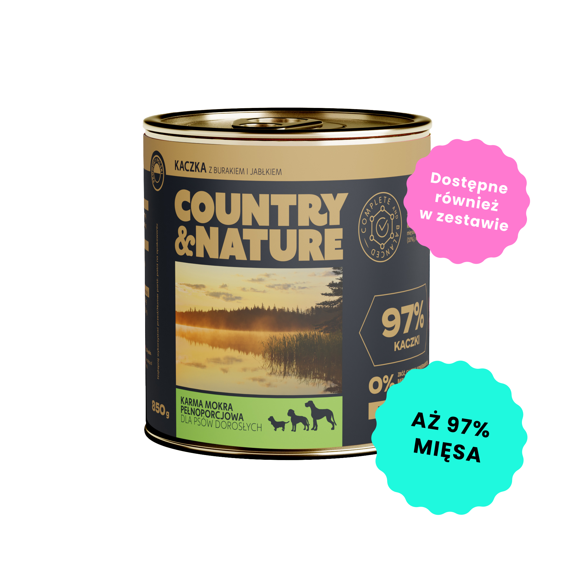 COUNTRY&NATURE Bezzbożowa mokra karma - kaczka z jabłkiem i burakiem 850g