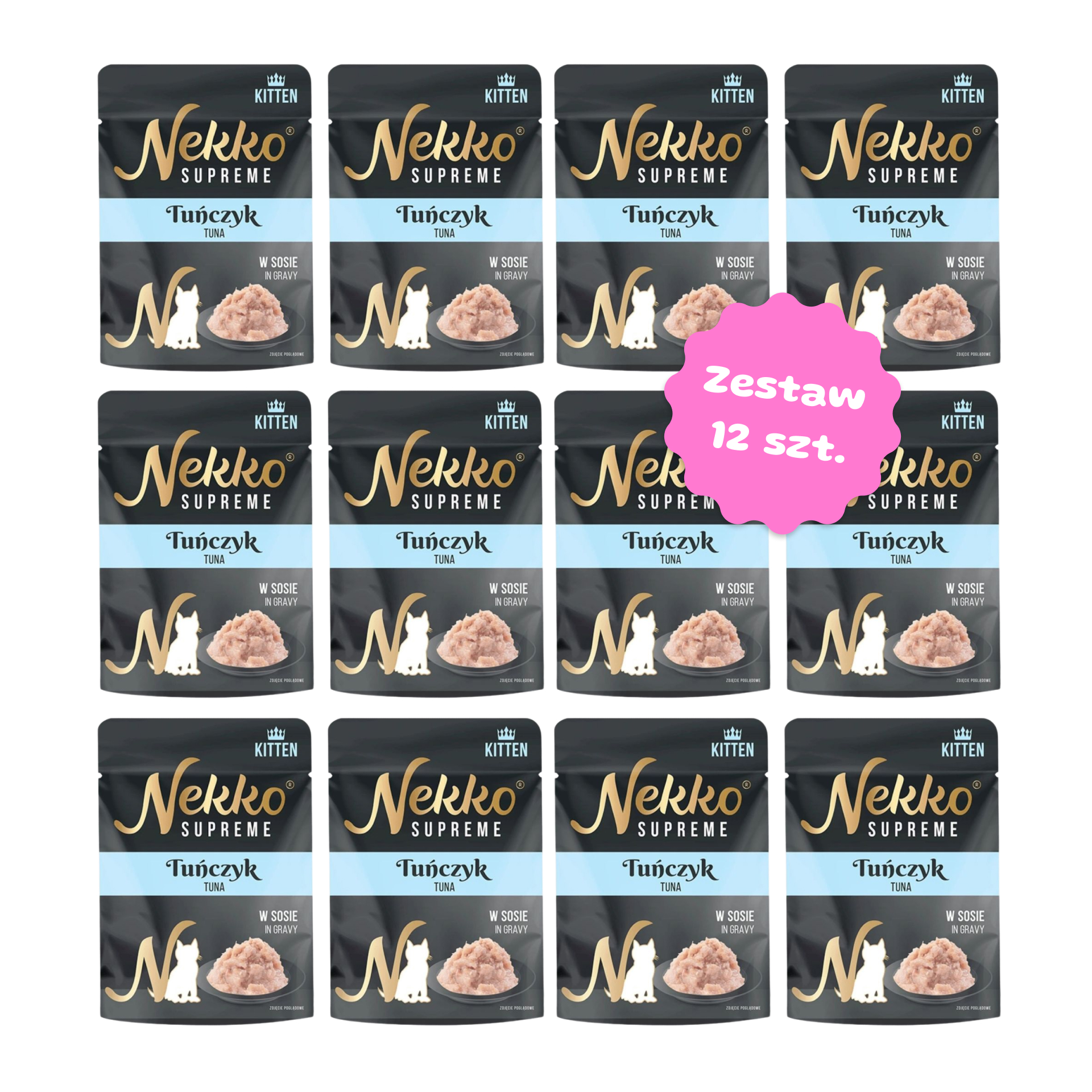 Zestaw 12 szt. saszetek dla kota - NEKKO SUPREME Kitten Tuńczyk w sosie - 12 szt. saszetka 70g