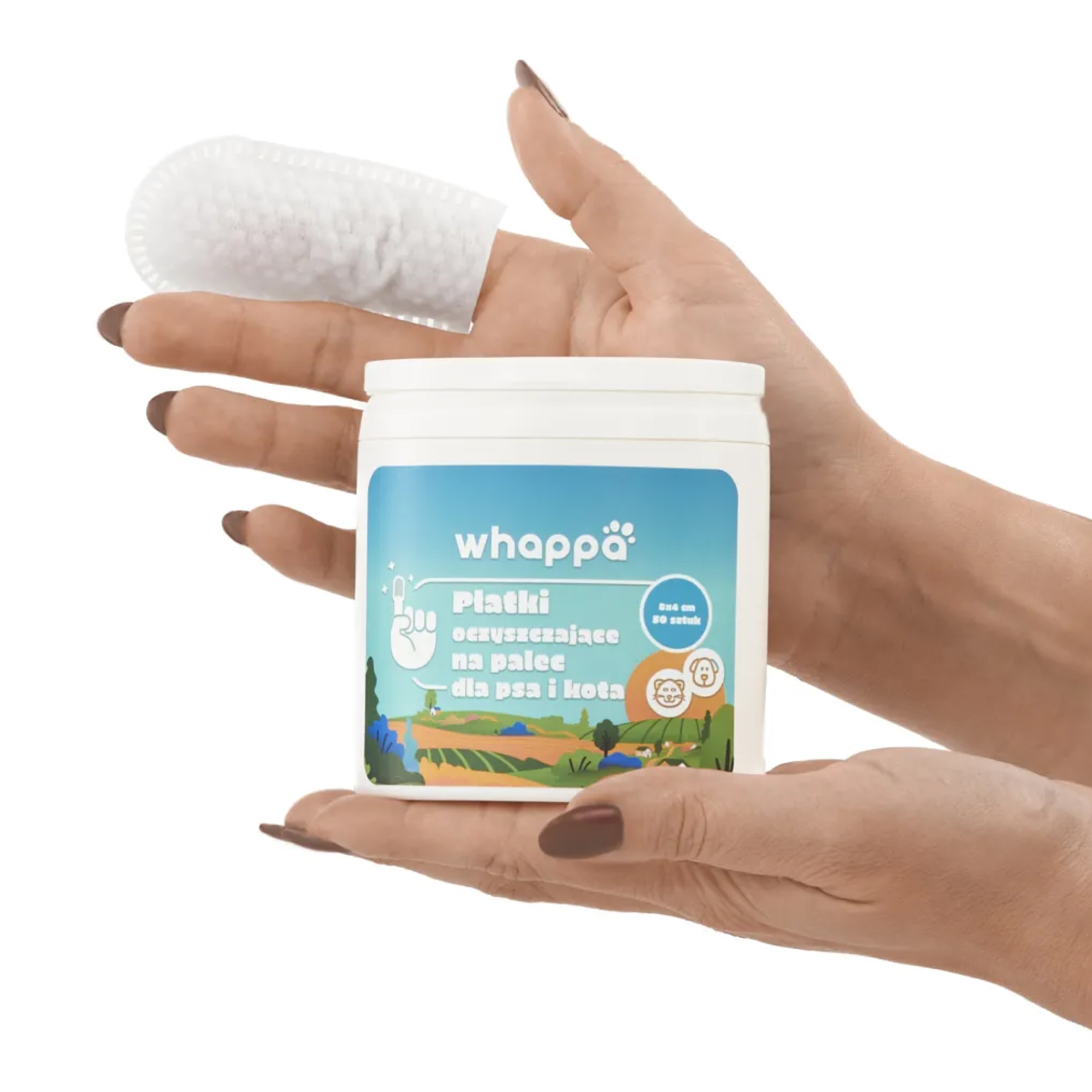 Whappa Finger Wipes Chusteczki na palec do czyszczenia uszu, zębów i pyska 50szt