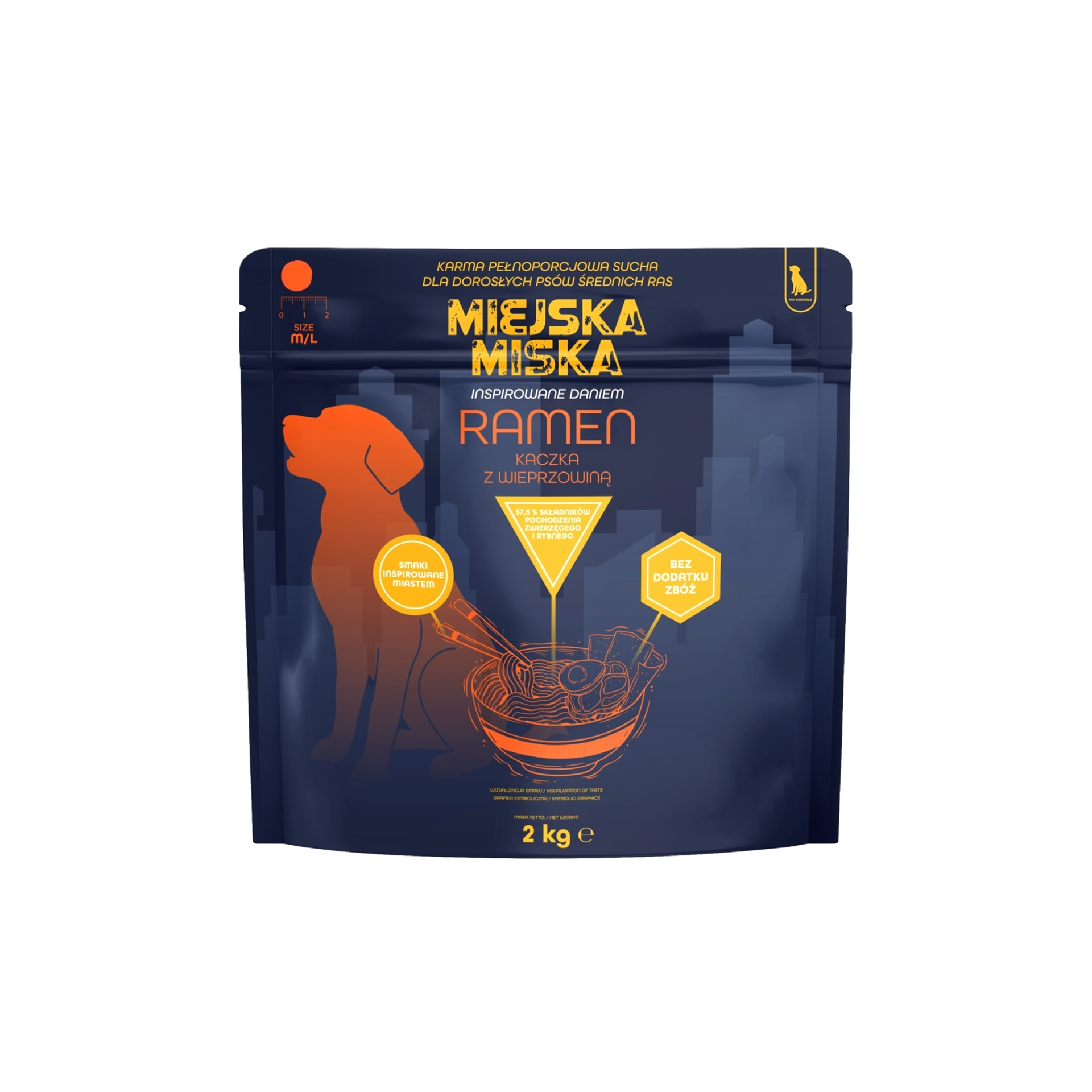 Gaczoo Miejska Miska Ramen M/L Kaczka karma sucha dla psów średnich ras 2 kg