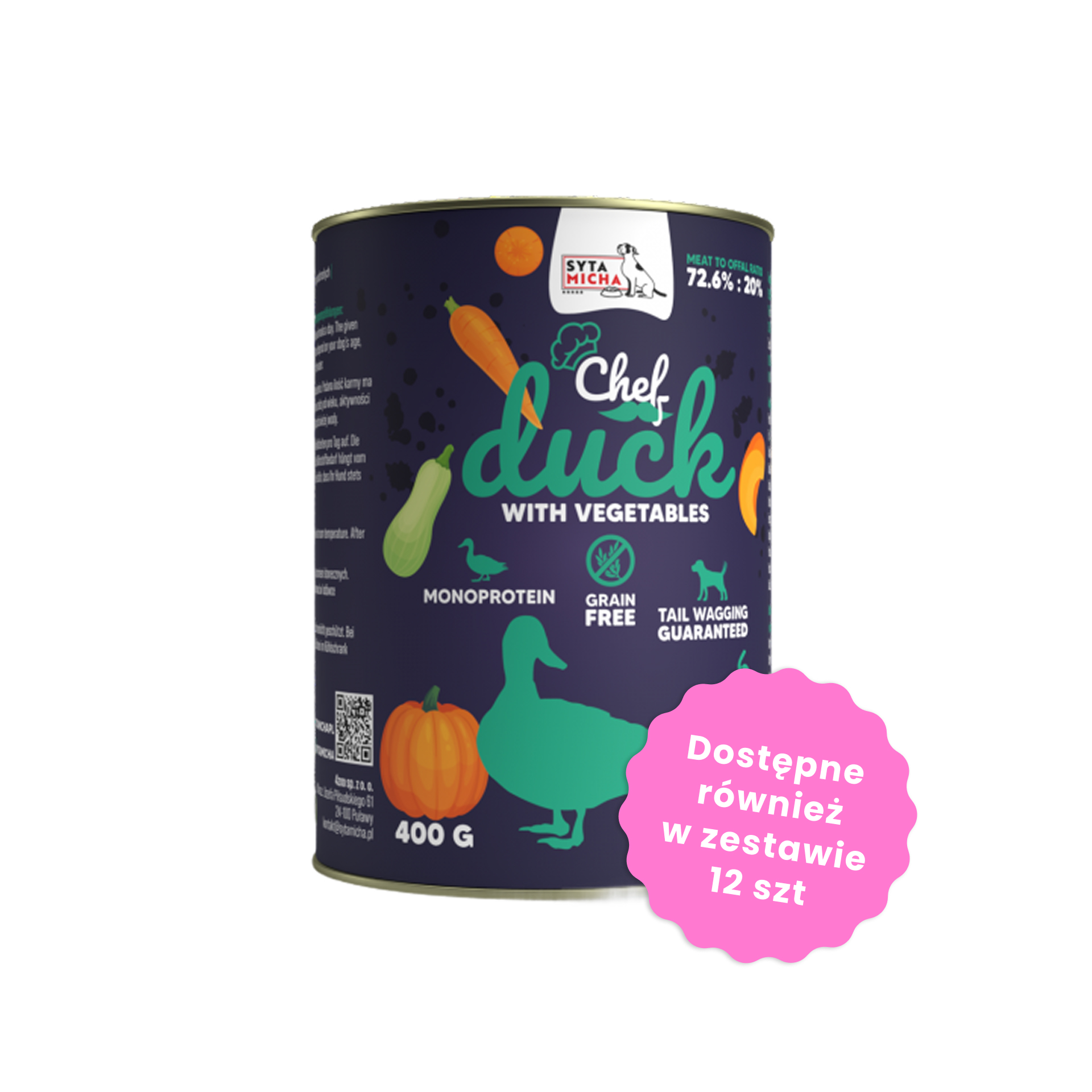 Syta Micha Karma mokra CHEF Kaczka z warzywami dla psów 400g