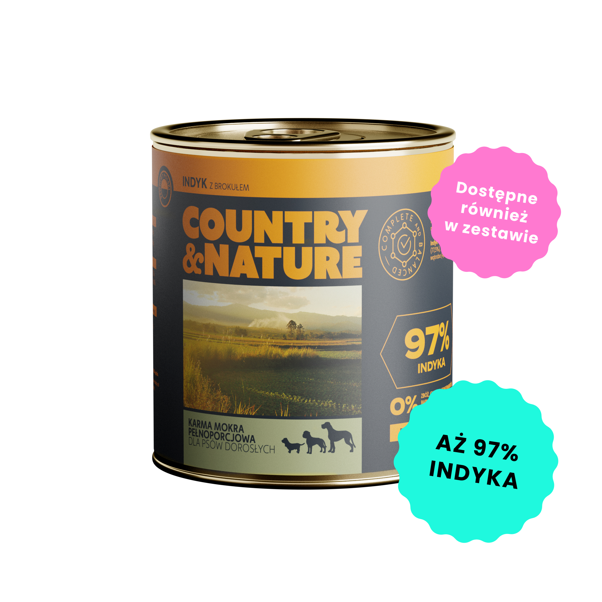 COUNTRY&NATURE Bezzbożowa mokra karma - indyk z brokułem 850g