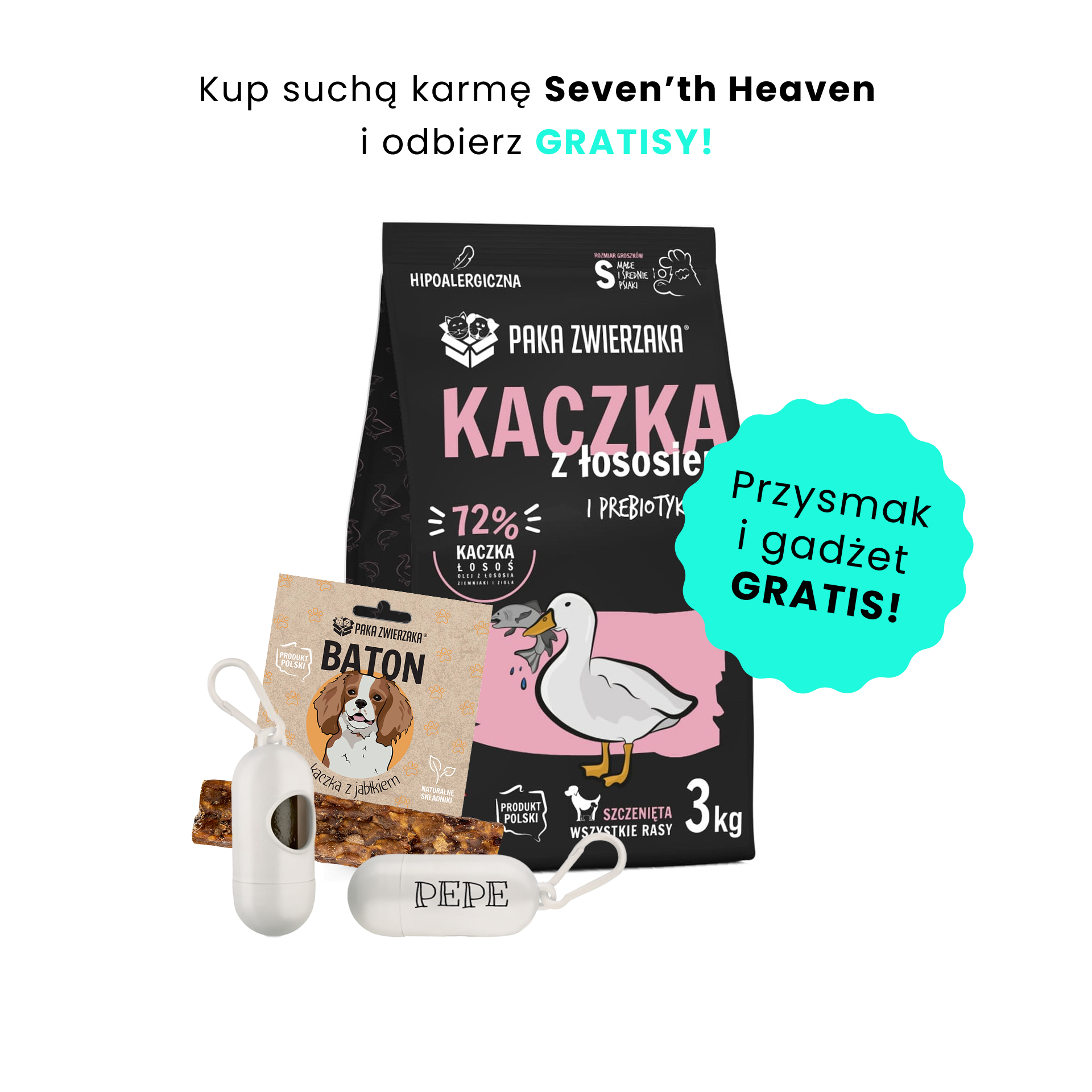 PAKA ZWIERZAKA sucha karma Seven’th Heaven Duck & Salmon PUPPY (Kaczka i łosoś SZCZENIĘTA) 3kg