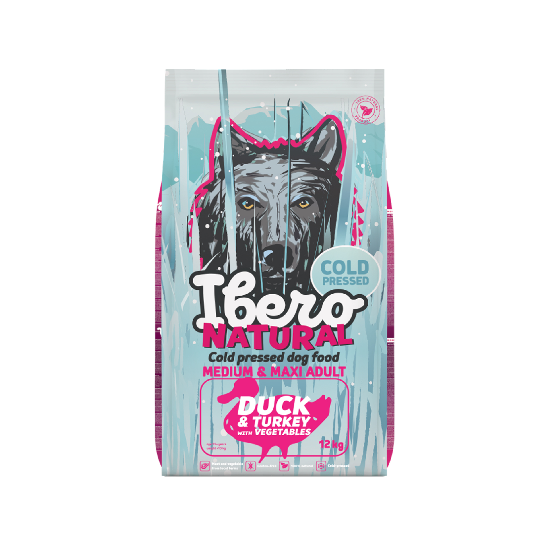 Ibero Cold Press Dog Adult Medium/Large Duck karma tłoczona na zimno dla średnich i dużych psów z kaczką 12kg