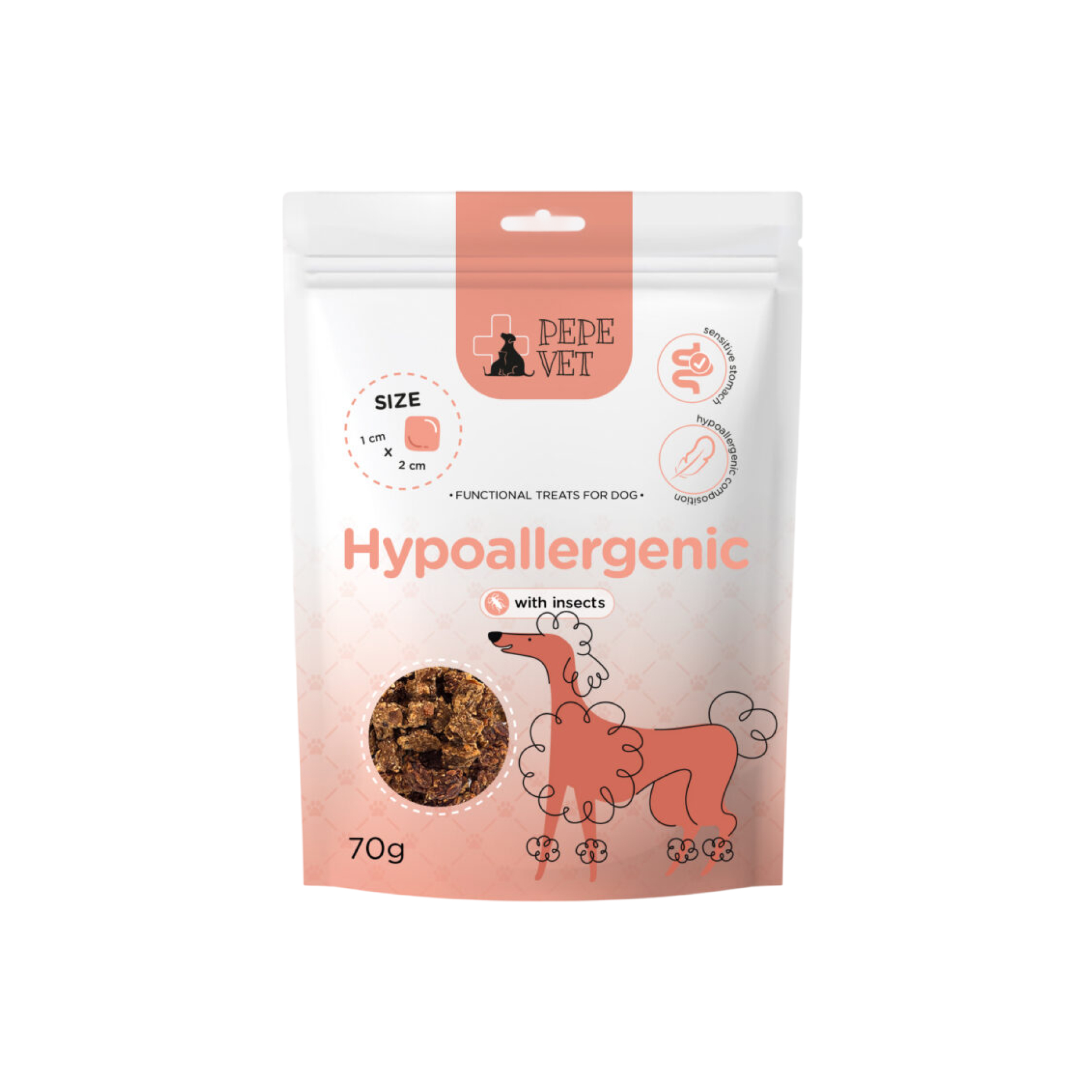 PAKA ZWIERZAKA PEPE VET Hypoallergenic Insect przysmak hipoalergiczny dla psów wrażliwych 70g