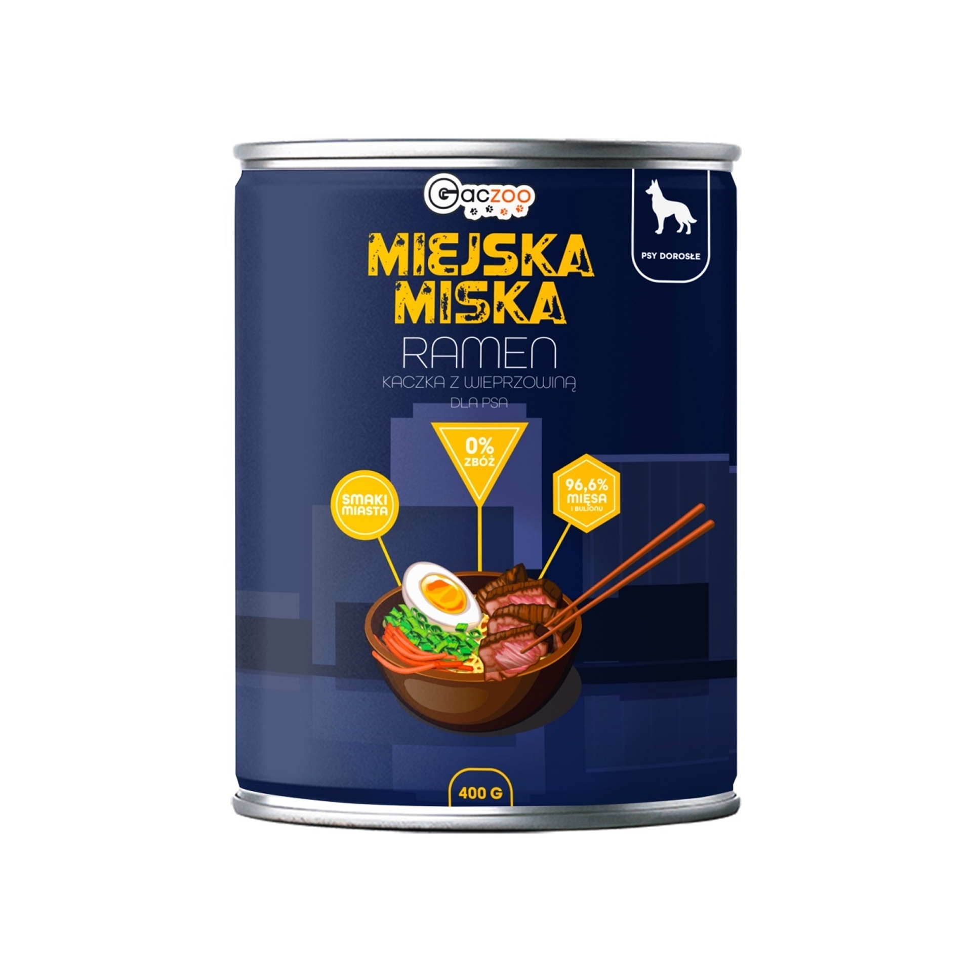 Gaczoo Miejska Miska Ramen bezzbożowa karma mokra dla psów 400g