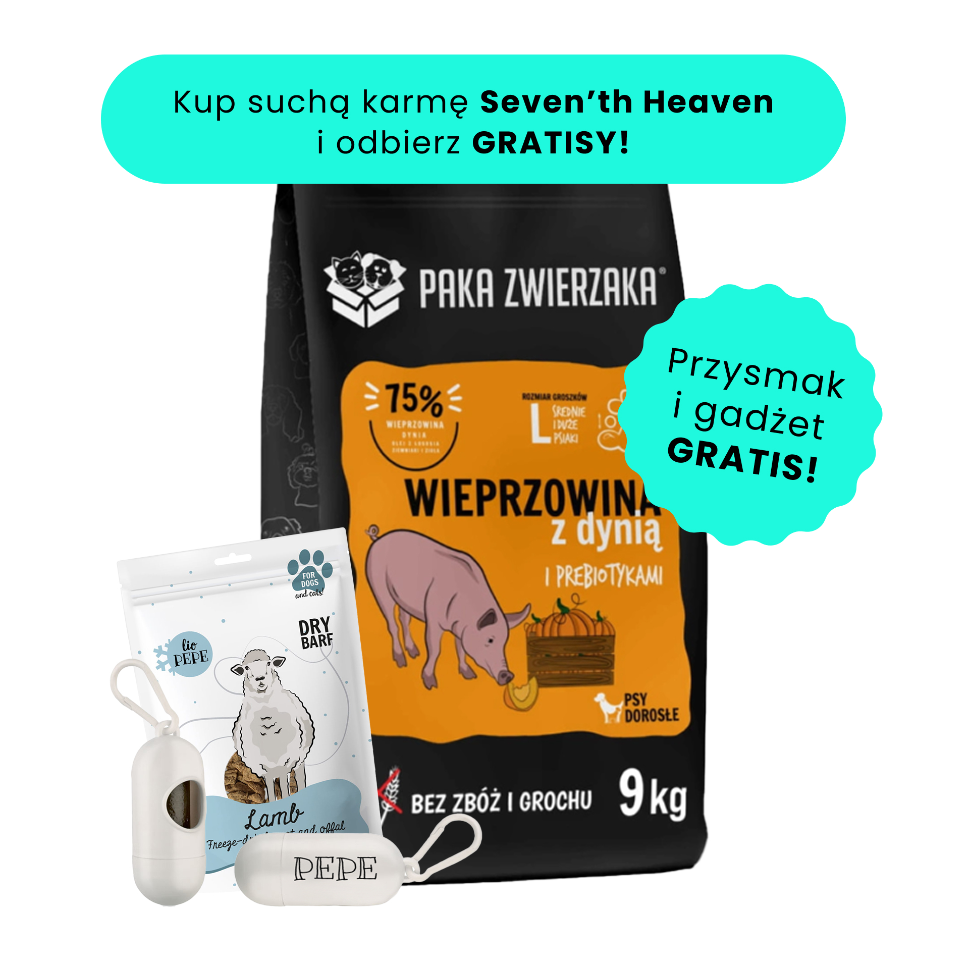 PAKA ZWIERZAKA sucha karma Seven’th Heaven Wieprzowina z dynią 9kg 