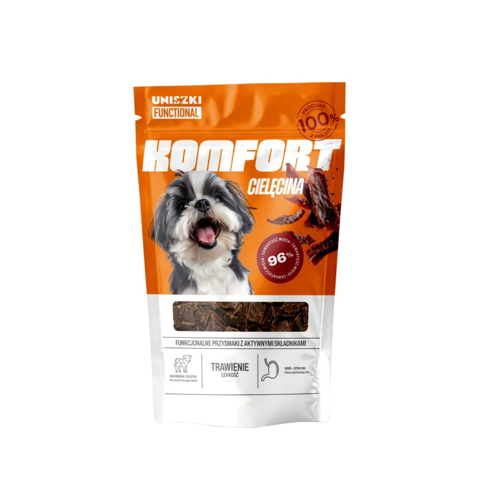 Uniszki Komfort funkcjonalny przysmak na trawienie z cielęciną dla psów 90g