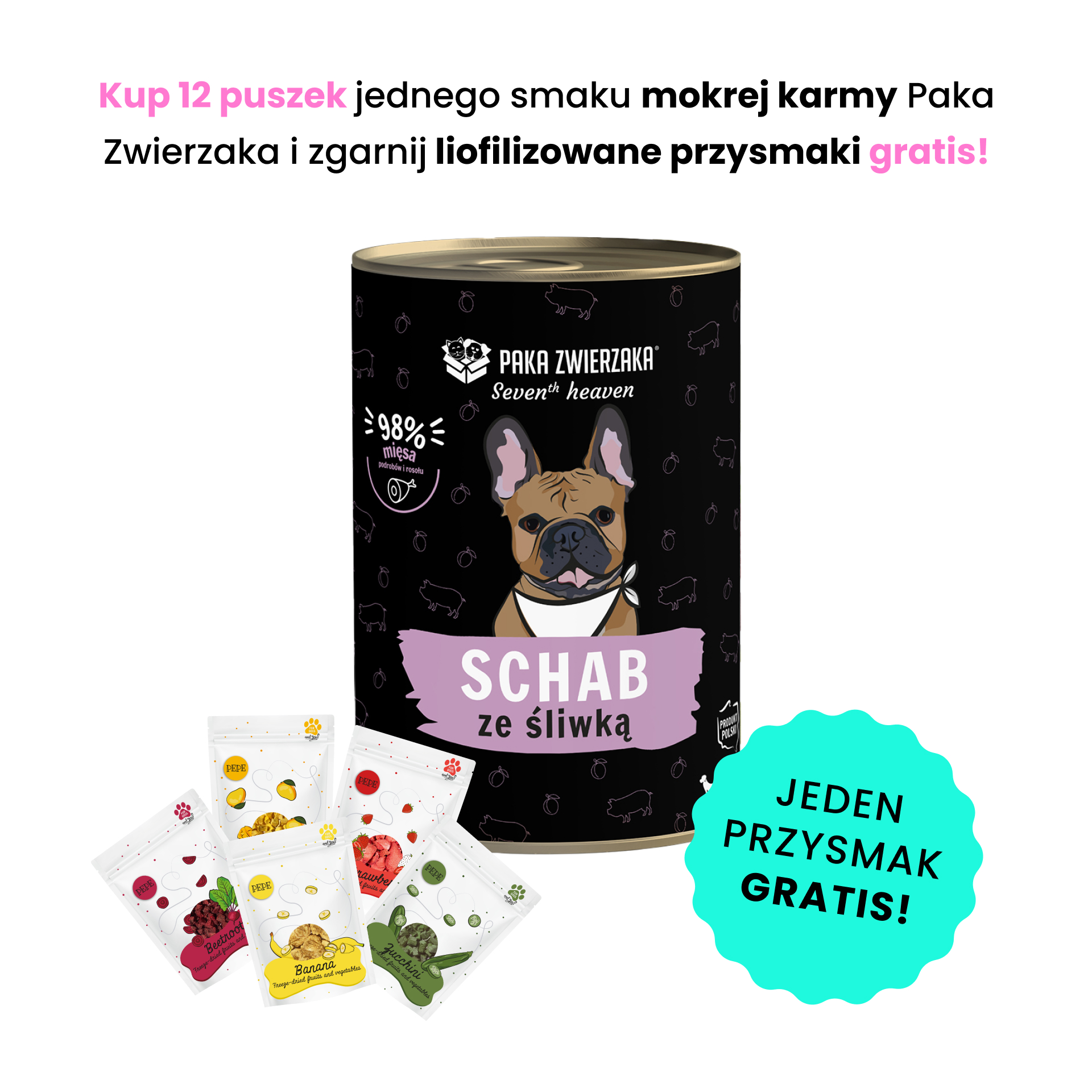 PAKA ZWIERZAKA  Pork & Plum (schab ze śliwką) karma mokra SUPERPREMIUM dla psów w każdym wieku 400g