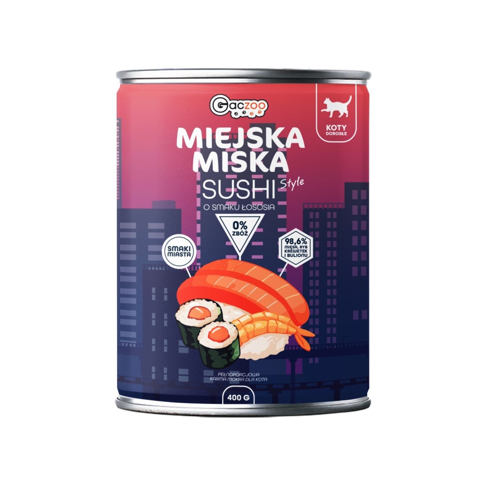 Gaczoo Miejska Miska Sushi z Rybą bezzbożowa karma mokra dla kota 400g
