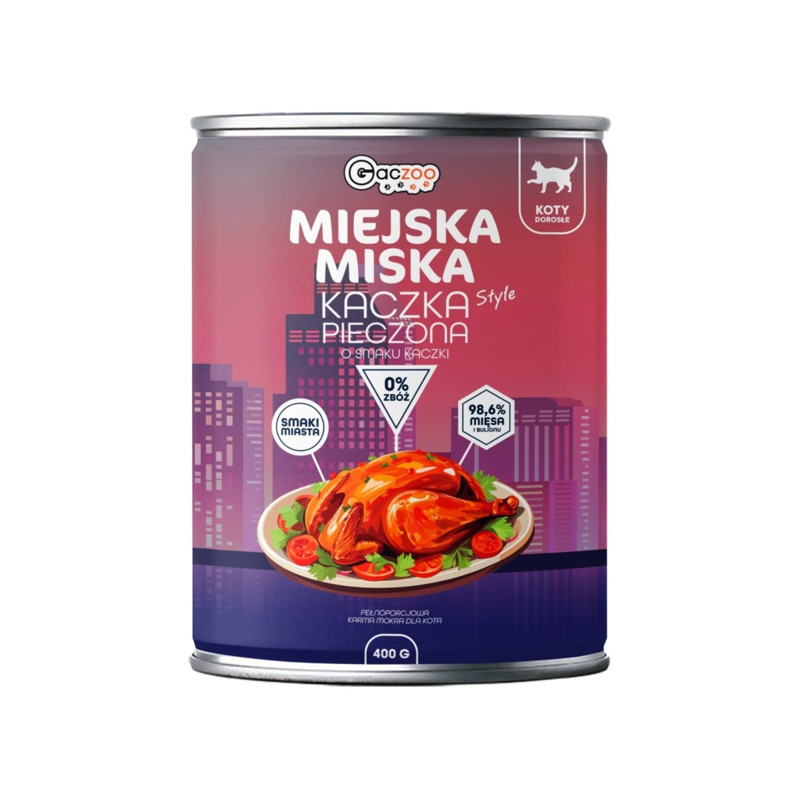 Gaczoo Miejska Miska Kaczka Pieczona bezzbożowa karma mokra dla kota 400g
