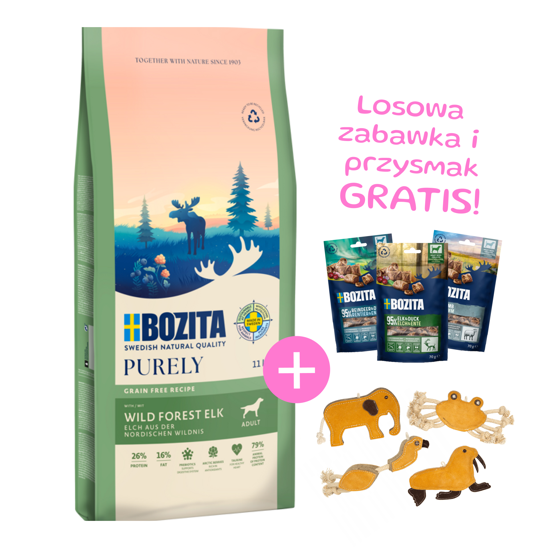 Bozita Purely Adult bezzbożowa karma z łosiem i kurczakiem 11kg