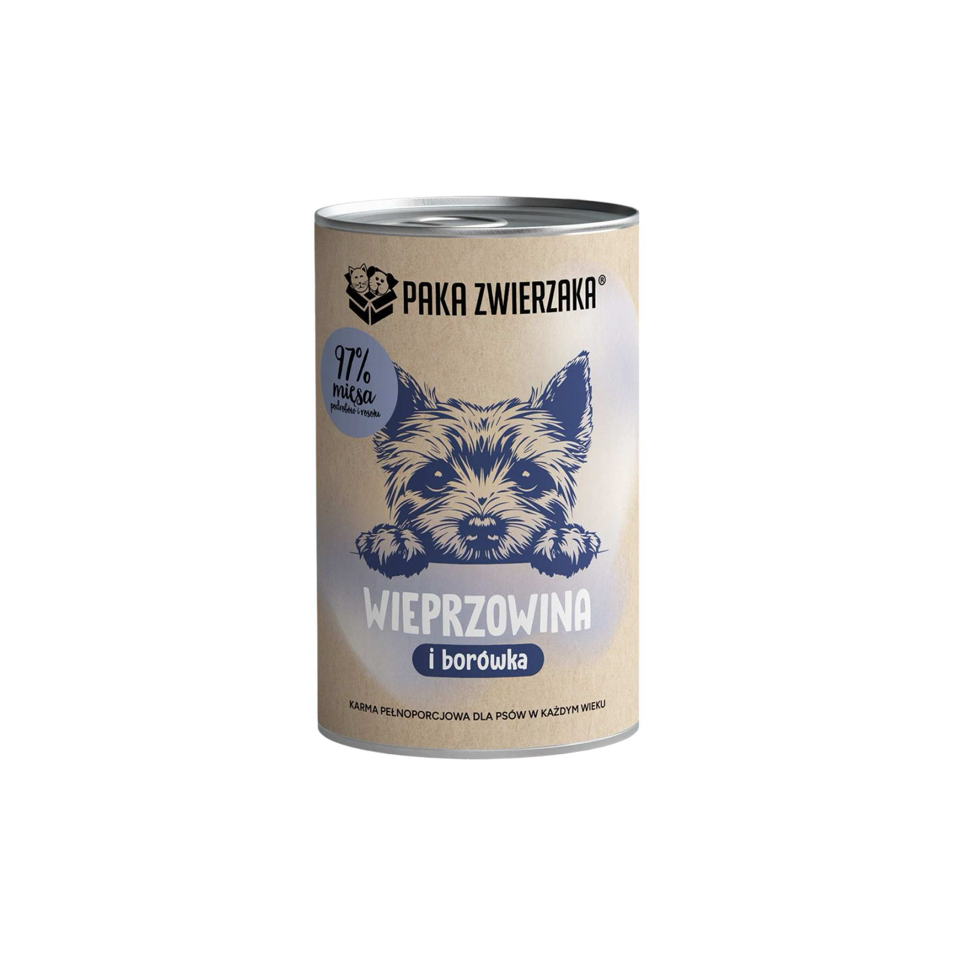 PAKA ZWIERZAKA Wieprzowina z borówką 400g karma mokra dla psów w każdym wieku