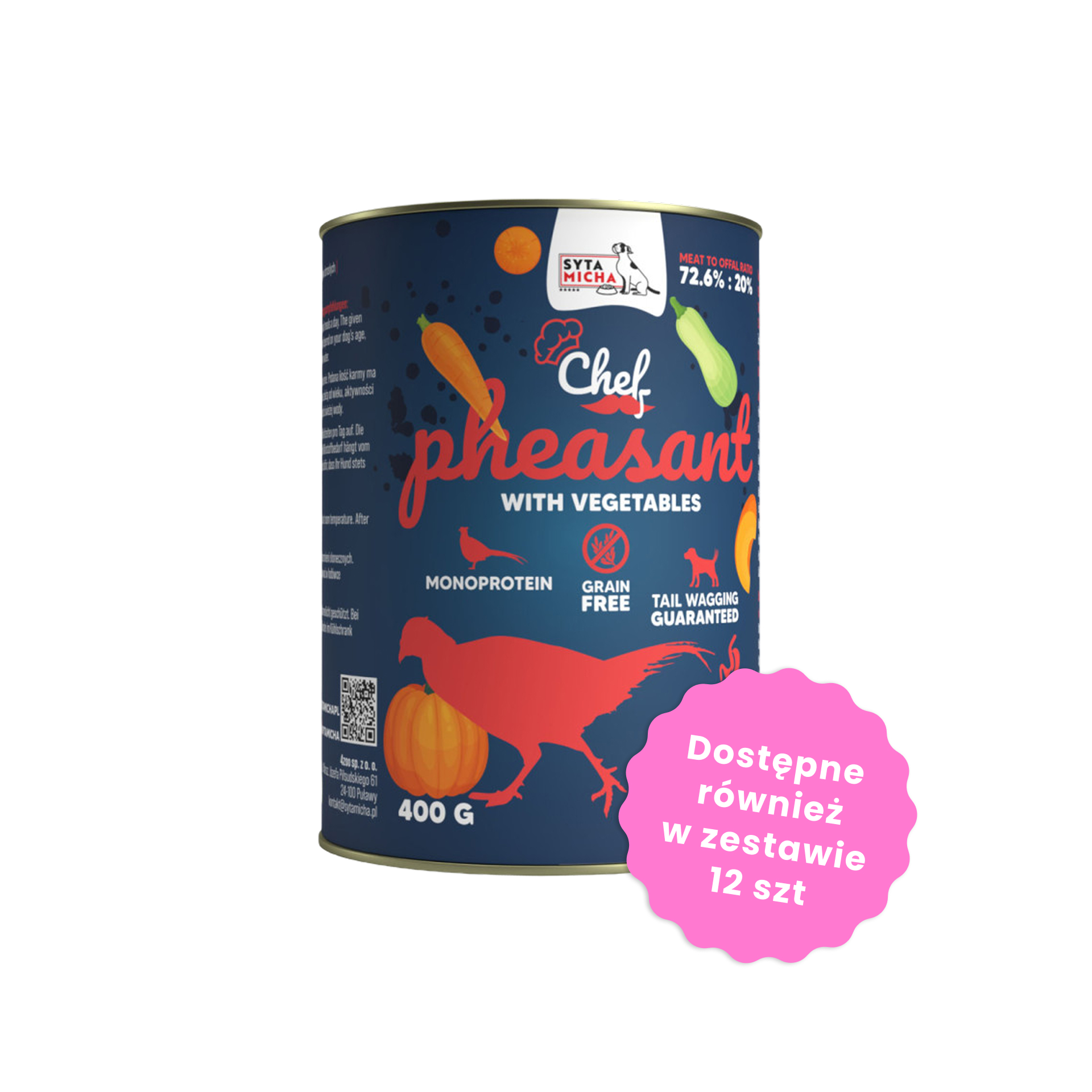 Syta Micha Karma mokra CHEF Bażant z warzywami dla psów 400g