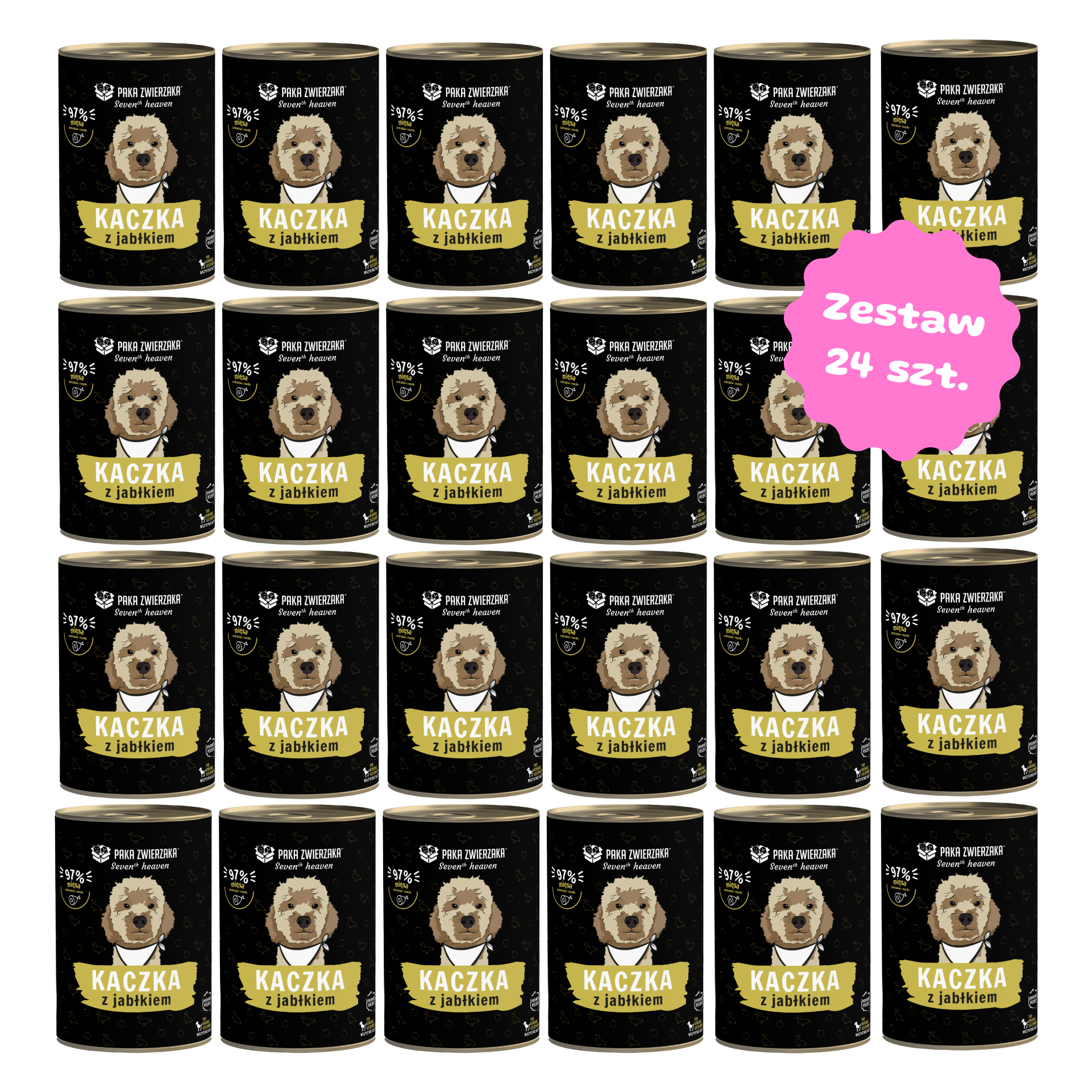 Zestaw 24 szt. puszek karmy mokrej monobiałkowej - PAKA ZWIERZAKA SUPERPREMIUM kaczka z jabłkiem - 24 szt. puszka 400g