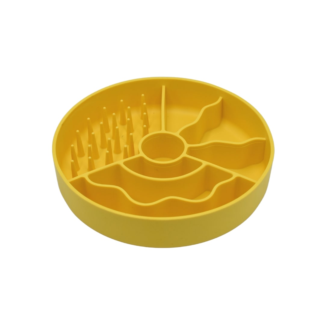 Fiboo Slow Fiboowl miska spowalniająca jedzenie dla psów i kotów kolor żółty 19cm