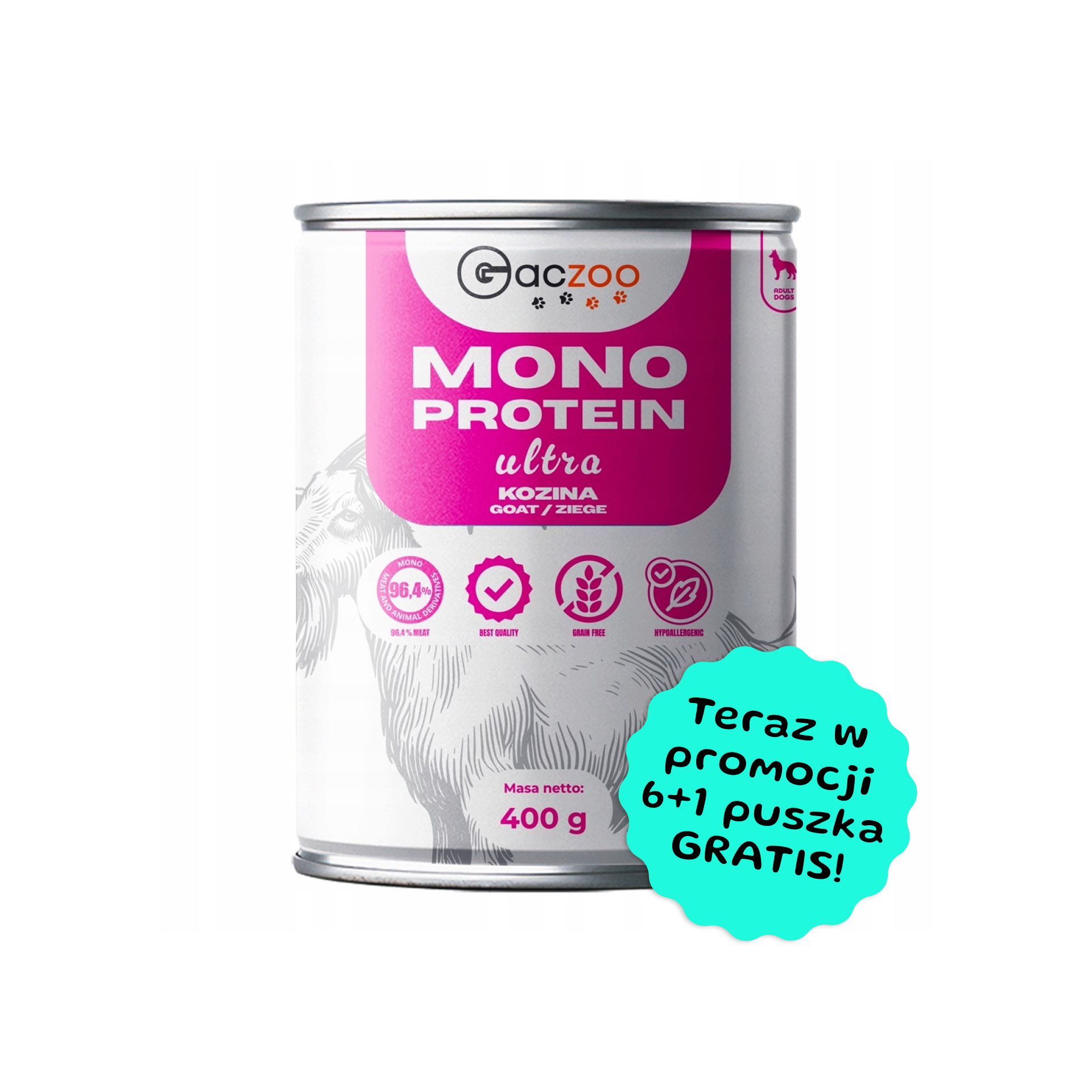Gaczoo Monobiałkowa Ultra Light Kozina karma mokra dla psów dorosłych wszystkich ras 400g