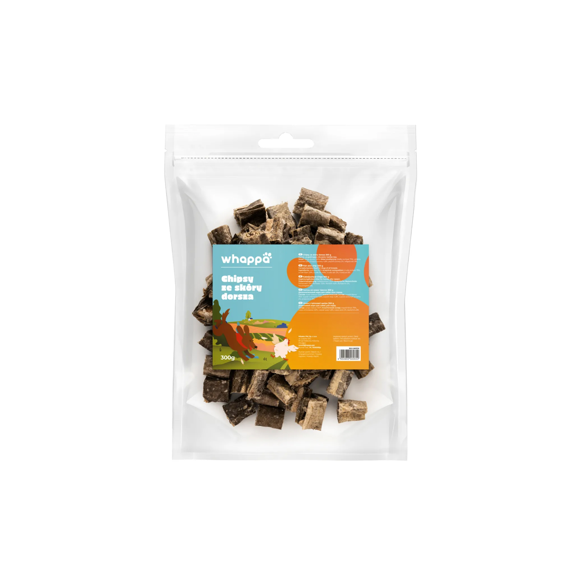 Whappa Chipsy ze skóry dorsza naturalny przysmak dla psa 300g