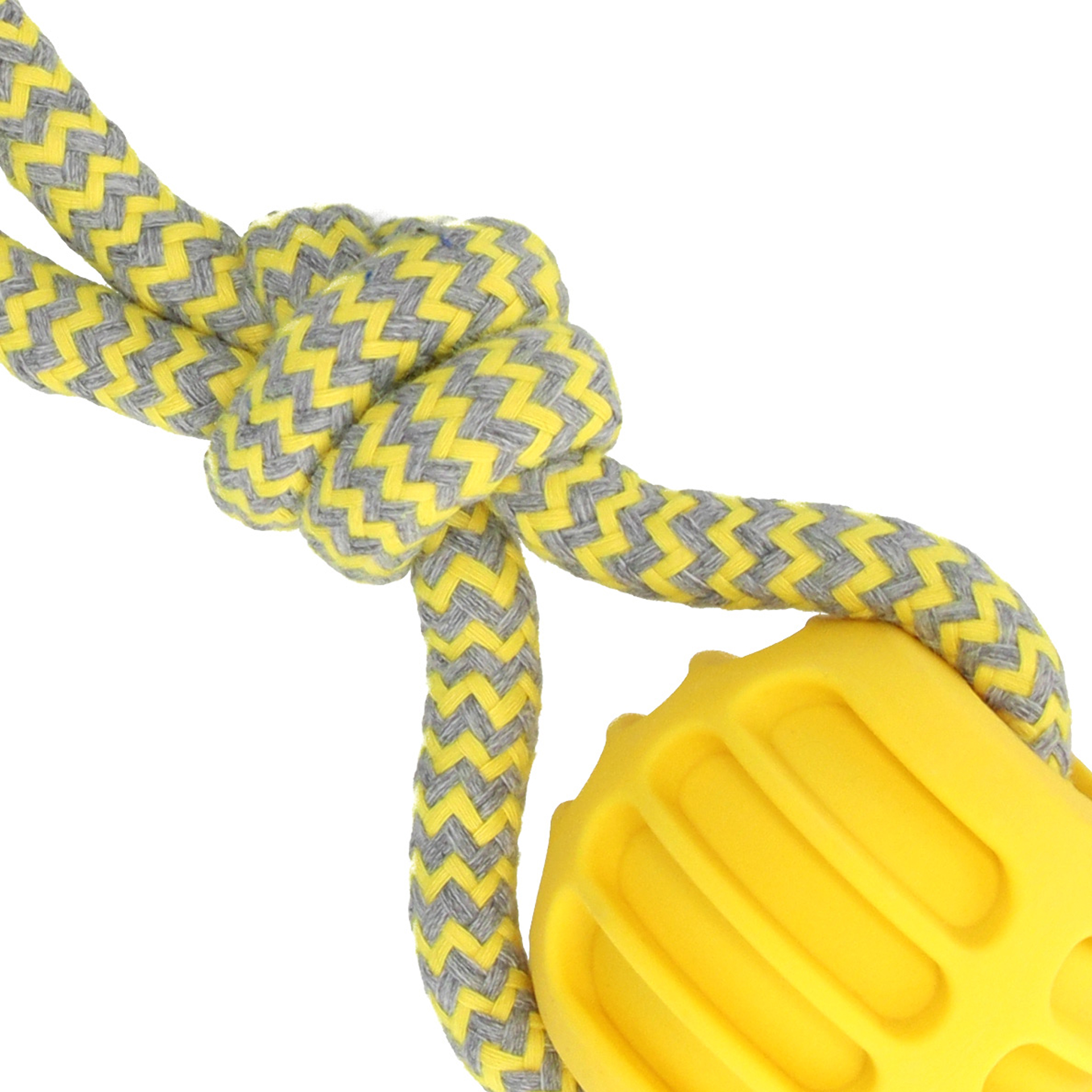 TRIK&ROLL Żółta piłka ze sznurem zabawka do szarpania dla psa 20cm