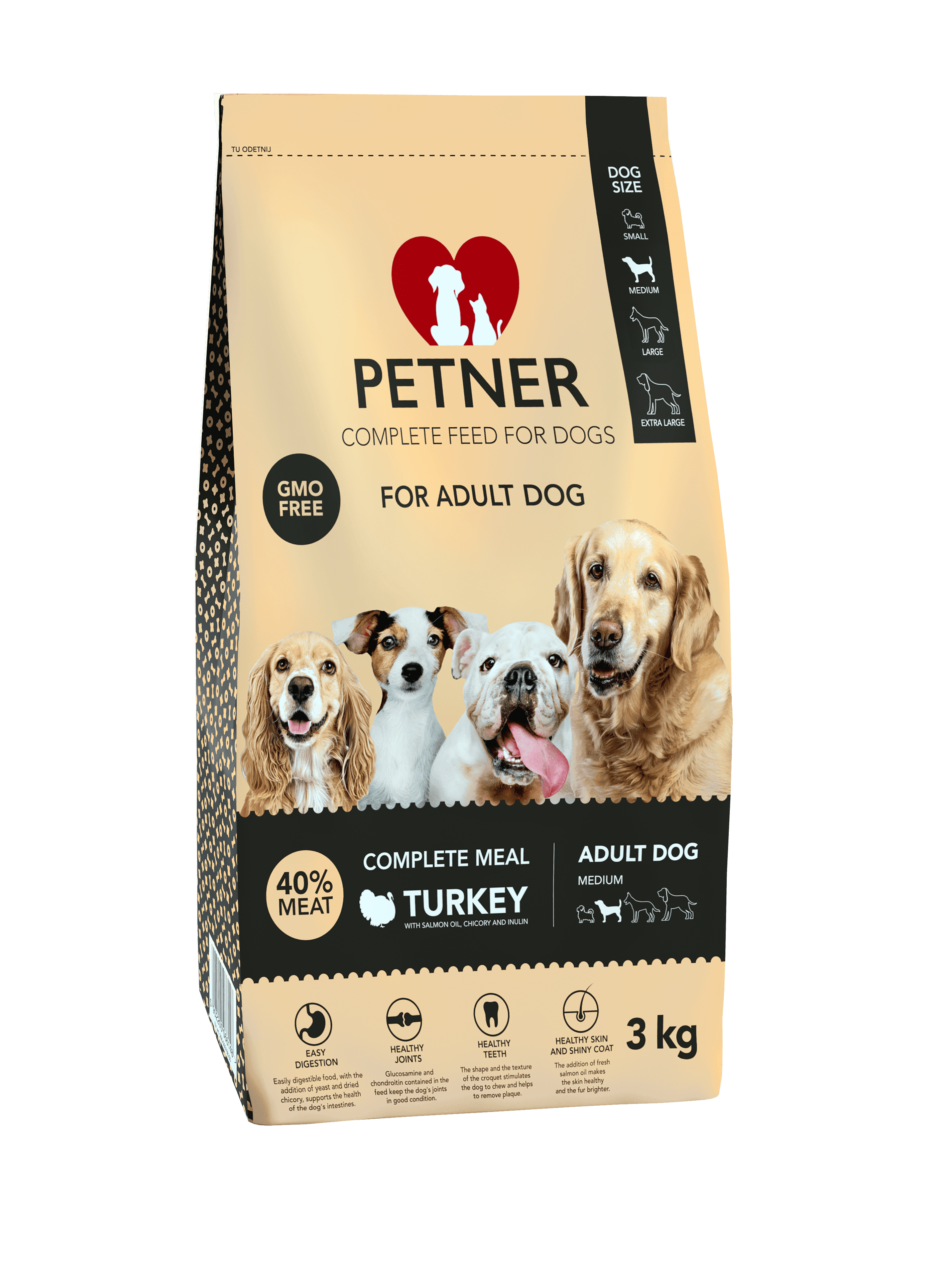 Petner Adult dog medium breeds with turkey 3kg