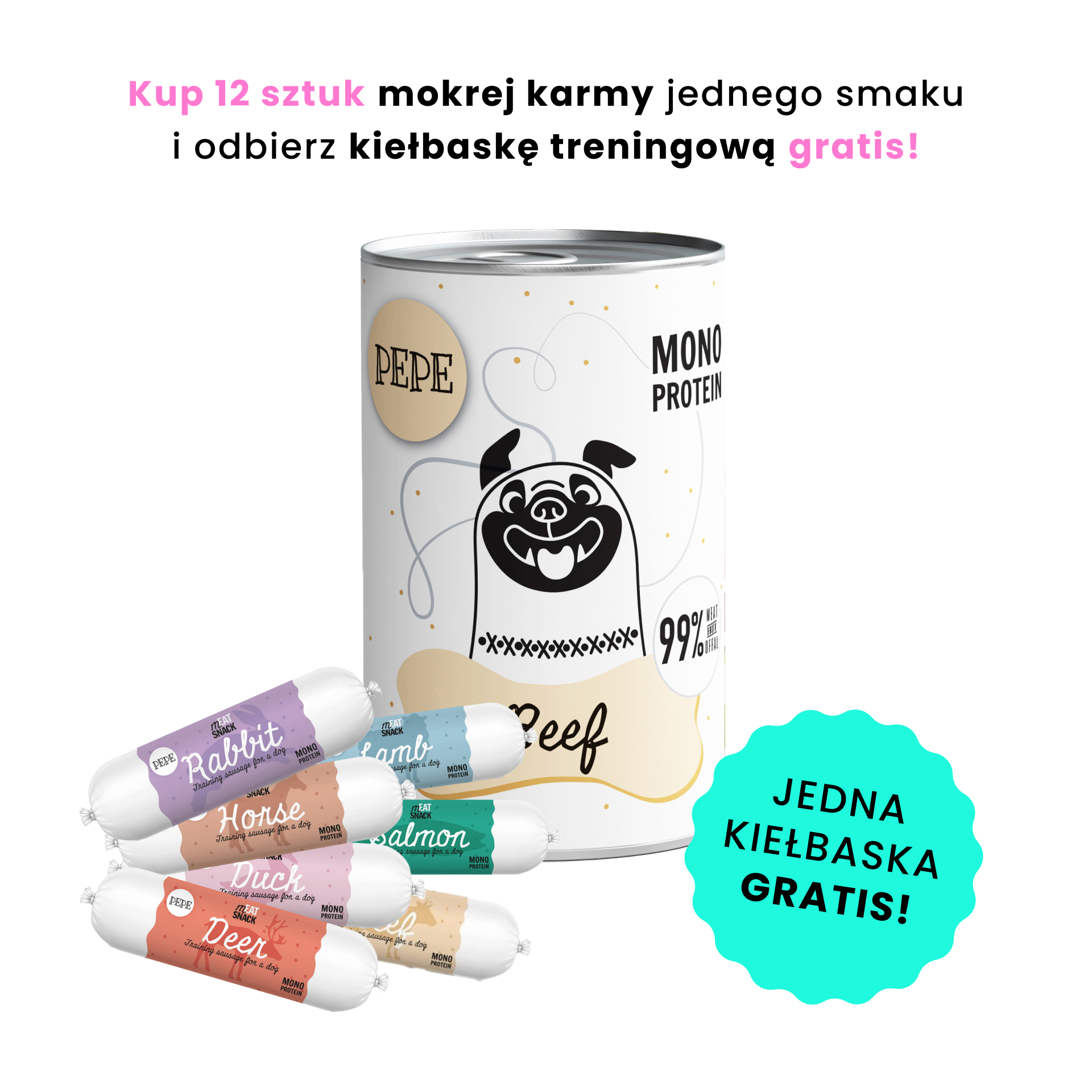 PAKA ZWIERZAKA PEPE MONO PROTEIN wołowina 400g karma mokra dla psów w każdym wieku