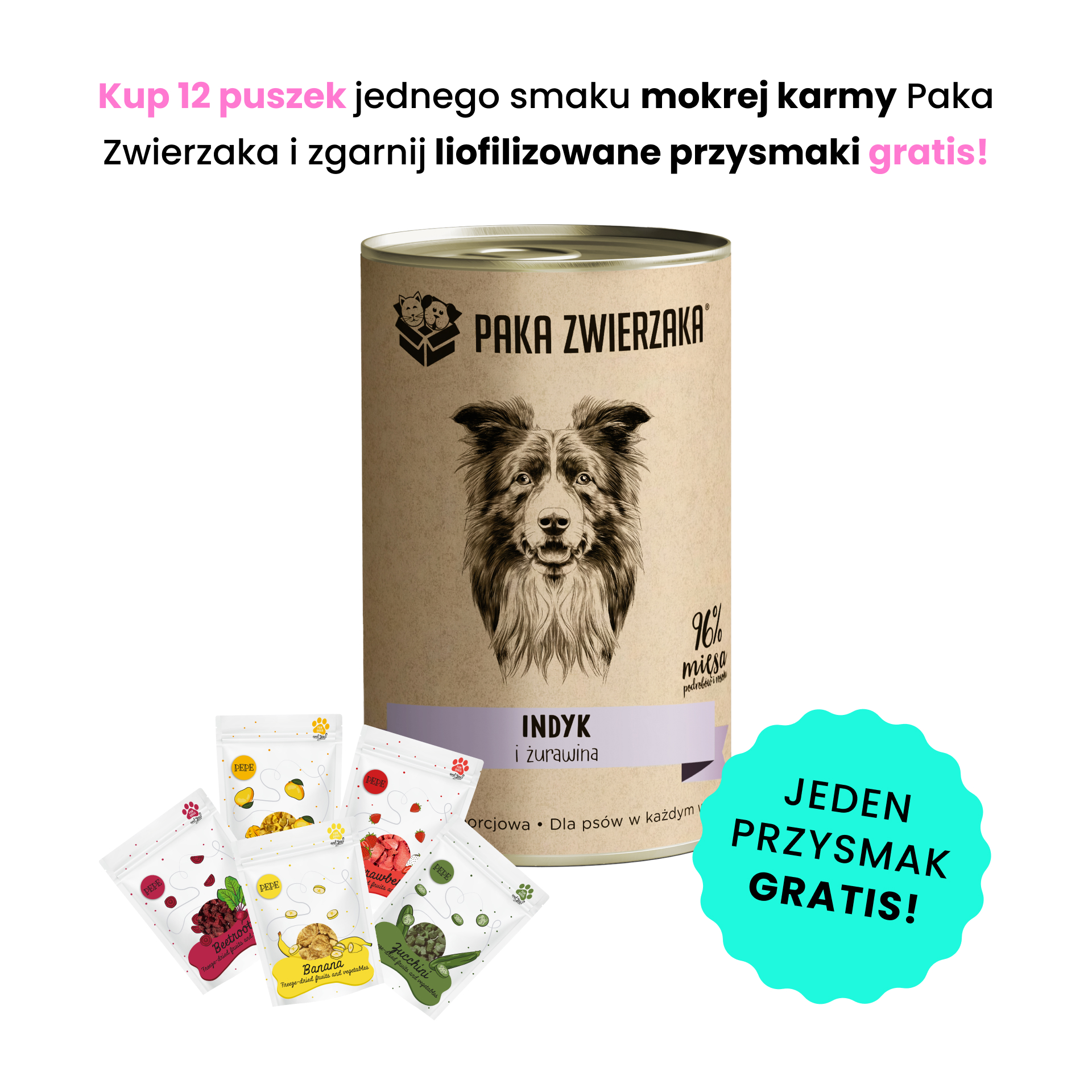 PAKA ZWIERZAKA Indyk z żurawiną 400g karma mokra dla psów w każdym wieku