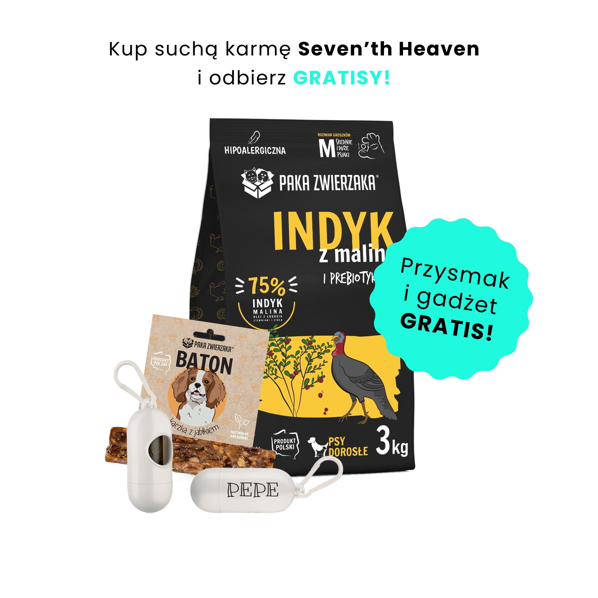 PAKA ZWIERZAKA sucha karma Seven’th Heaven Turkey & Raspberry  (Indyk i malina) 3kg