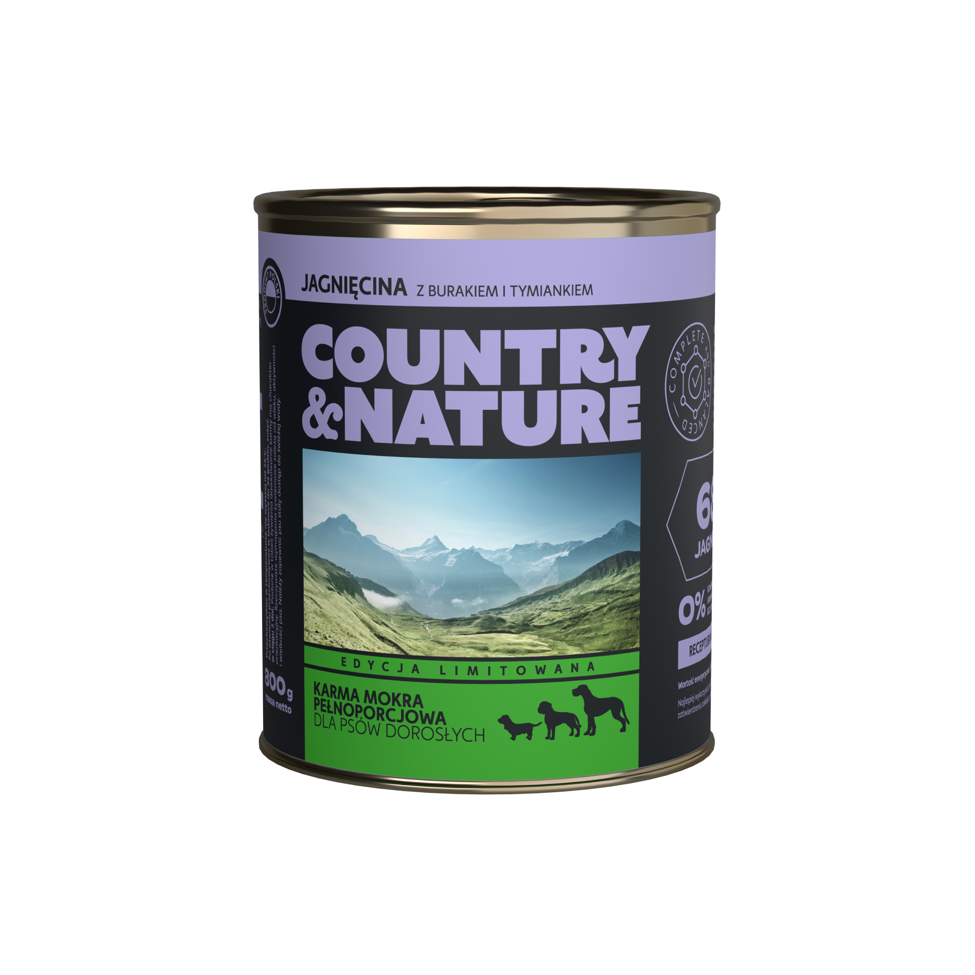 COUNTRY&NATURE Bezzbożowa mokra karma jagnięcina z burakiem i tymiankiem 800 g