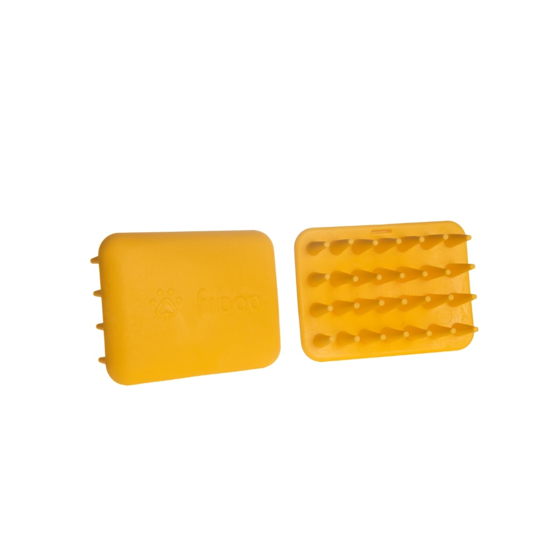 Fiboo Miękka szczotka do wyczesywania sierści lub masażu dla psów i kotów kolor żółty