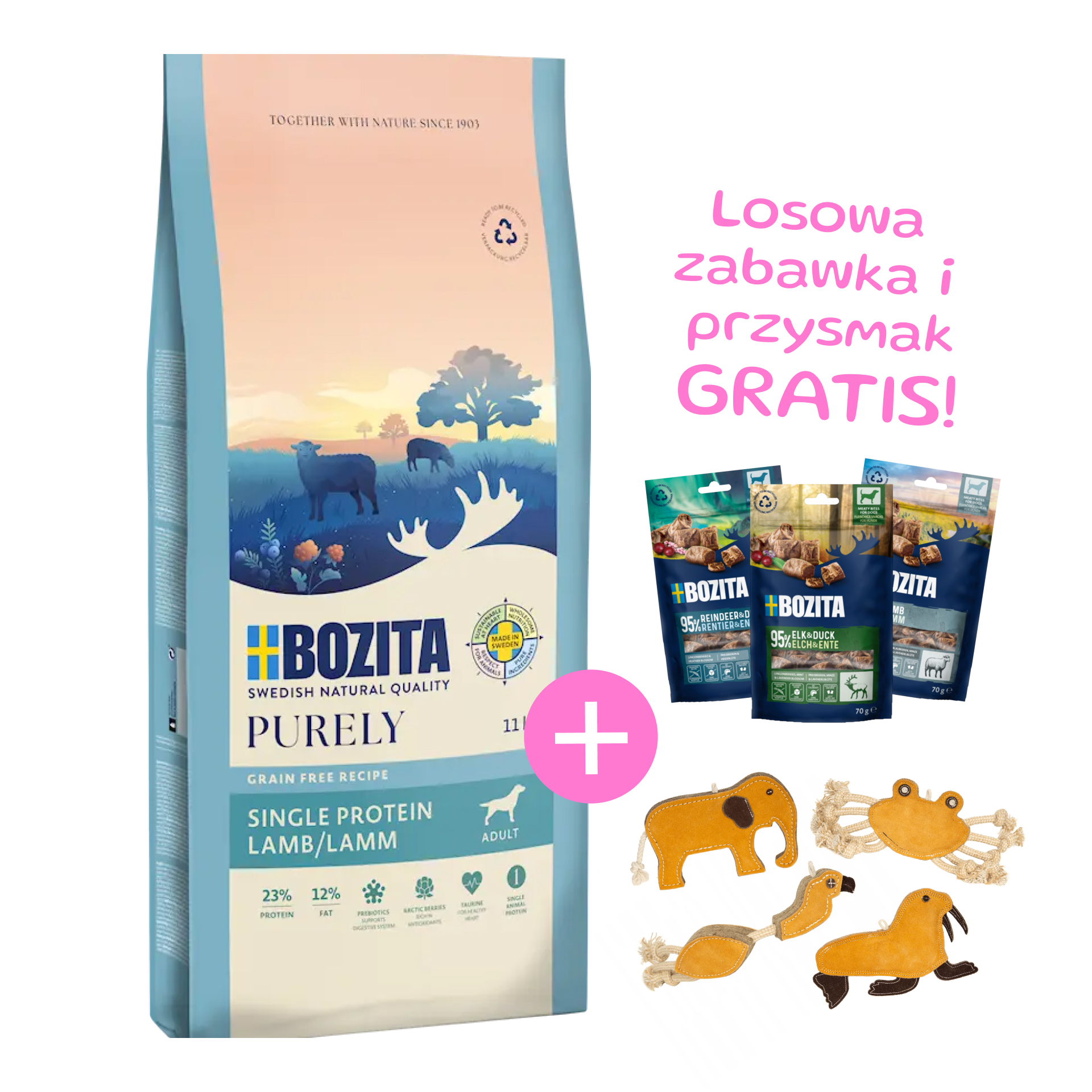 Bozita Purely Adult lamb bezzbożowa karma dla psa z jagnięciną 11kg Single Protein lamb