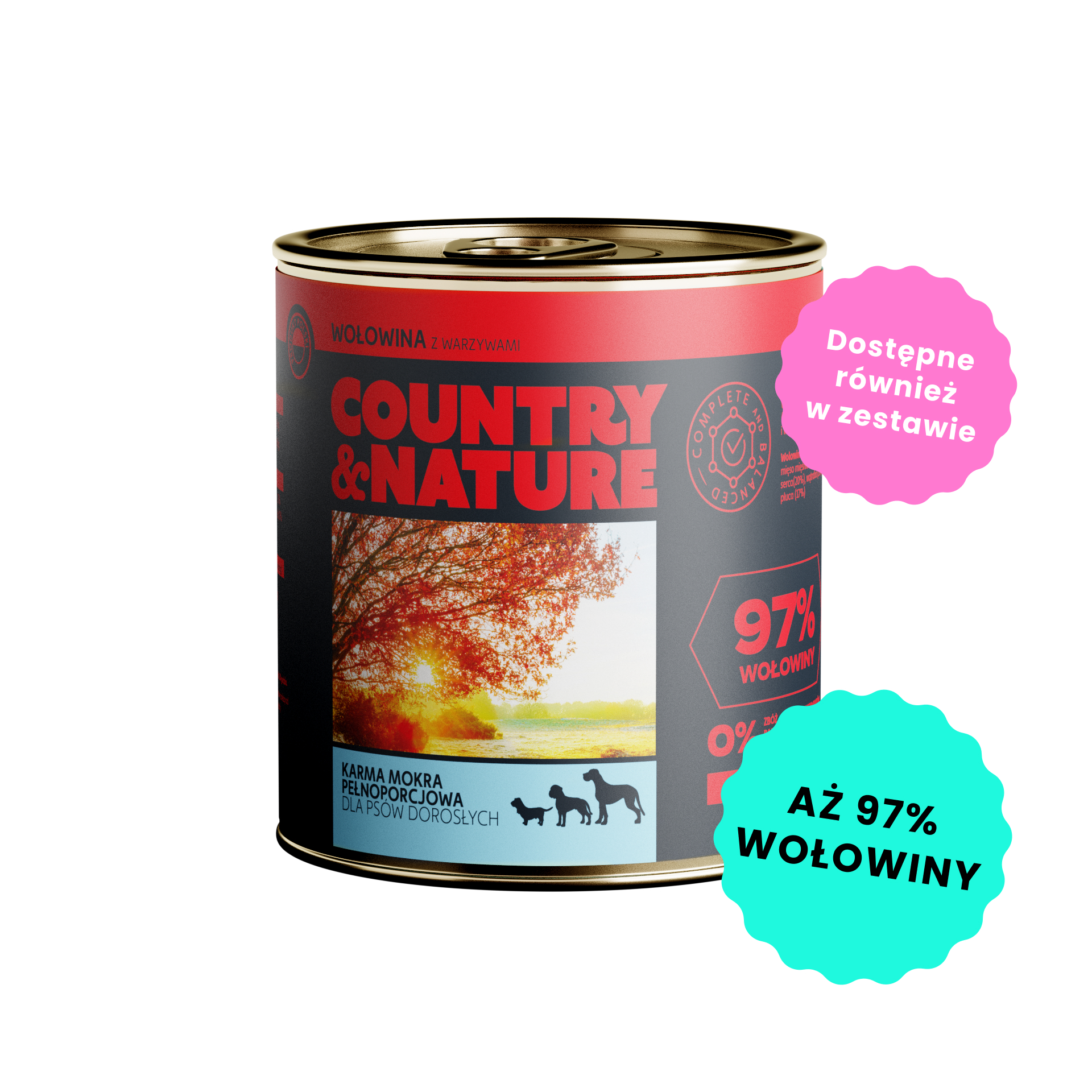 COUNTRY&NATURE Bezzbożowa mokra karma - wołowina z warzywami 850g