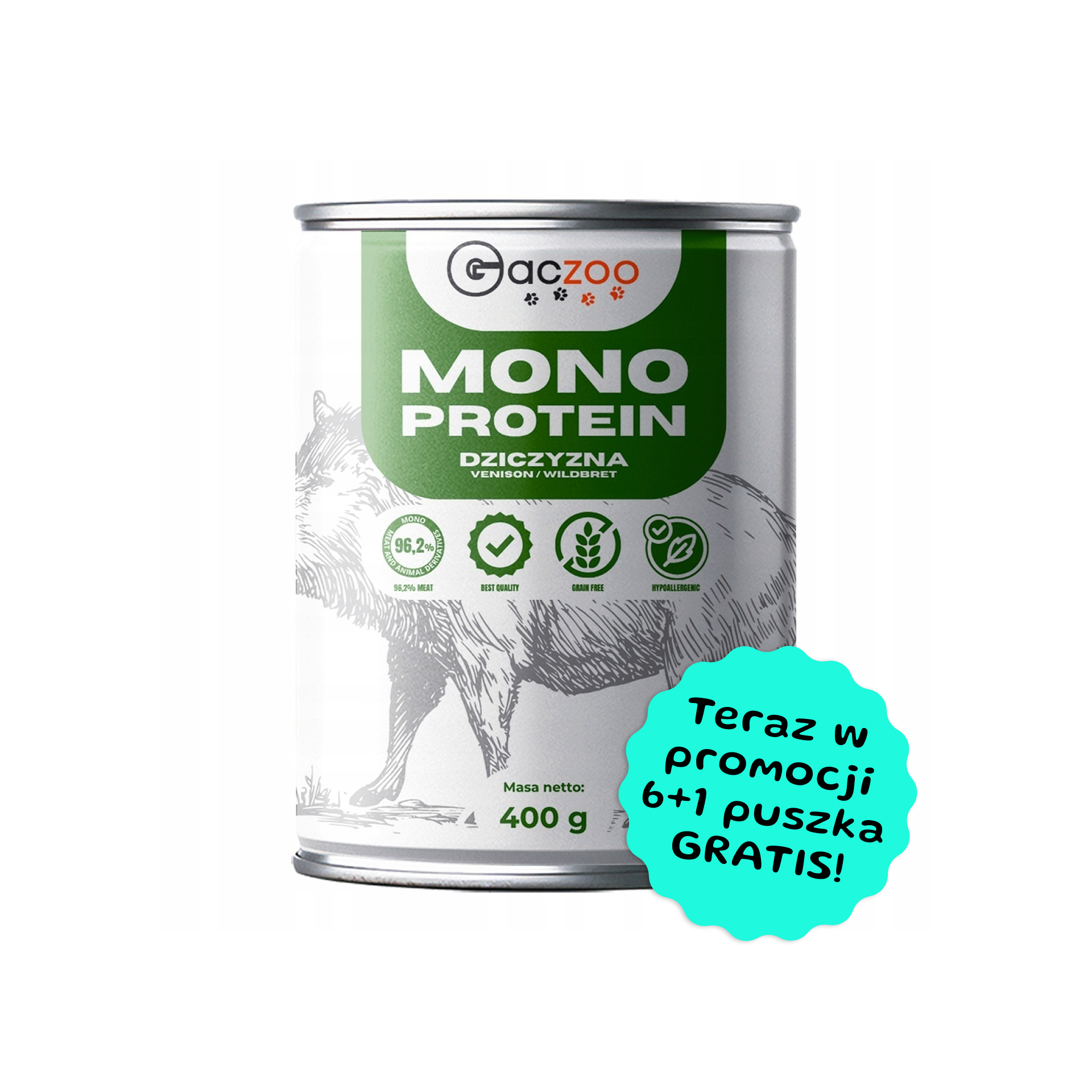 Gaczoo Monobiałkowa Dzik karma mokra dla psów dorosłych wszystkich ras 400g