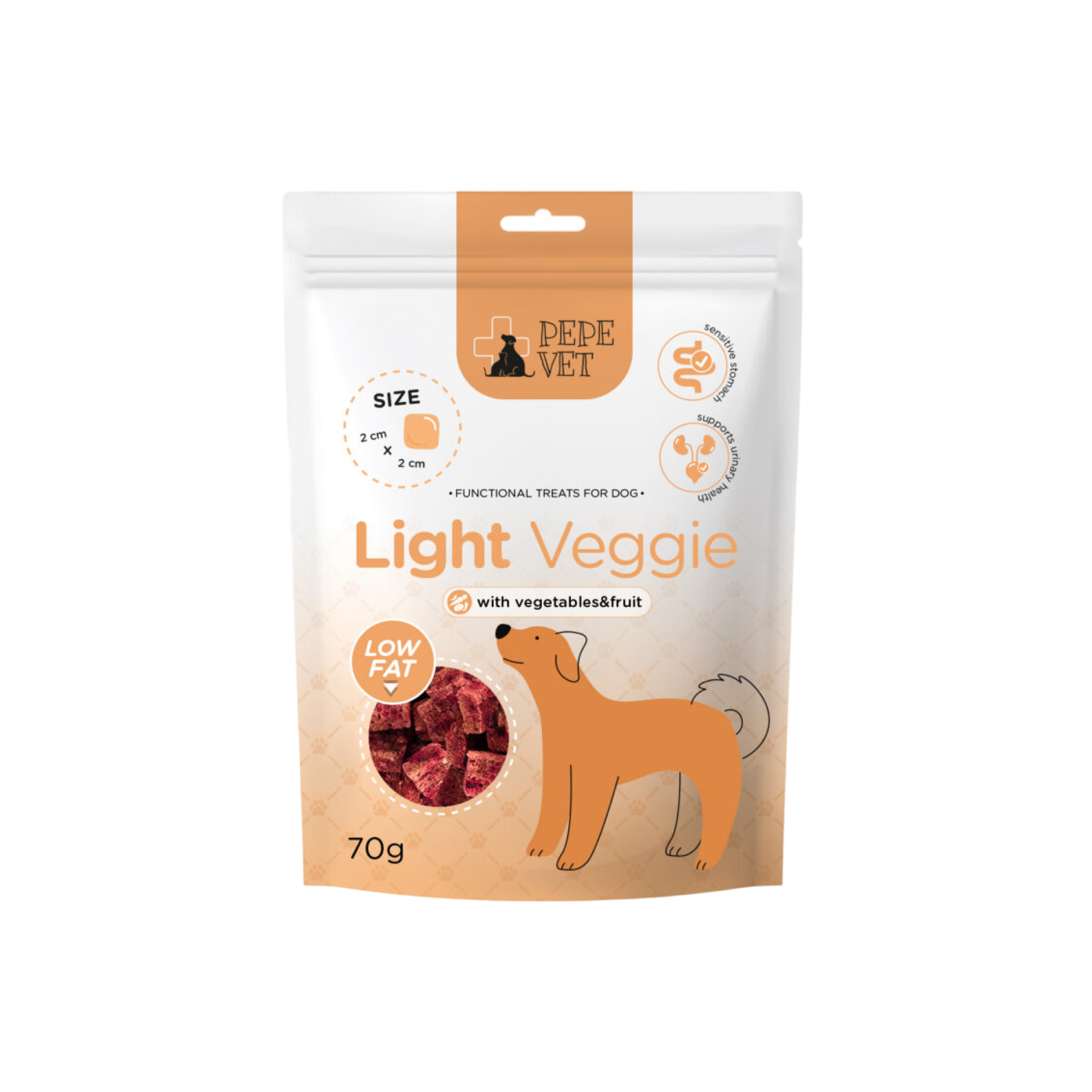 PAKA ZWIERZAKA PEPE VET Light Veggie przysmak wegetariański dla psów 70g
