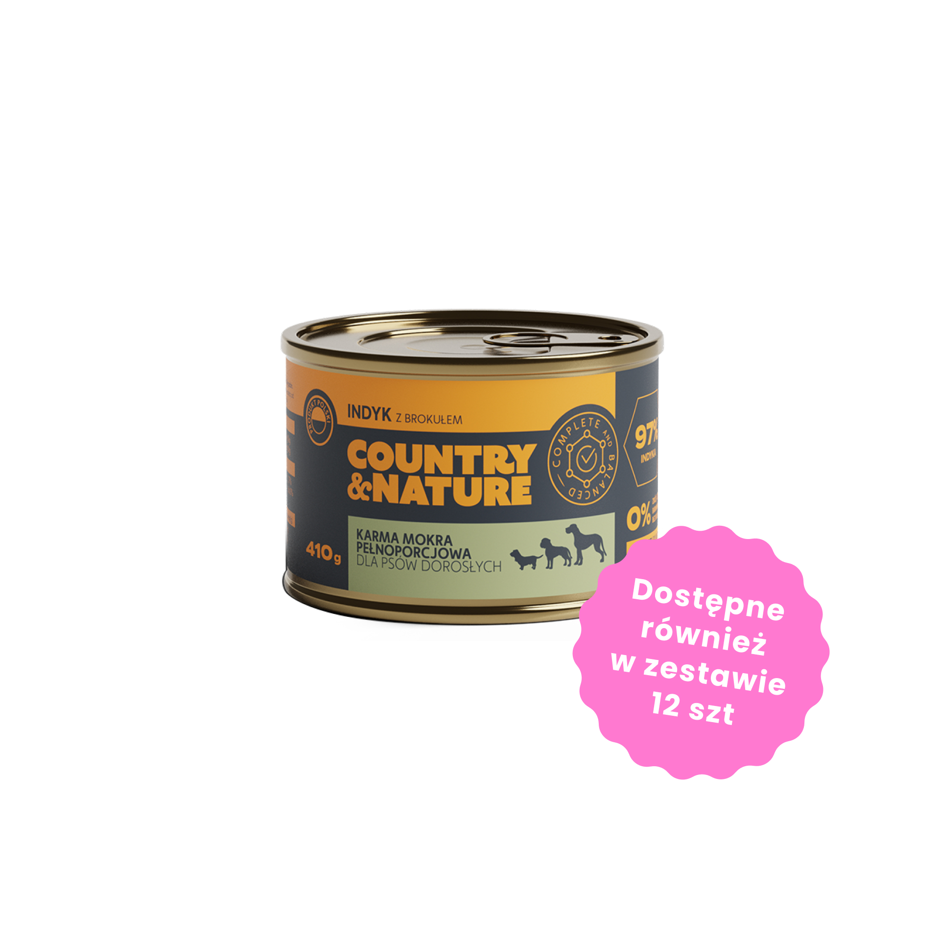 COUNTRY&NATURE Bezzbożowa mokra karma - indyk z brokułem 410 g