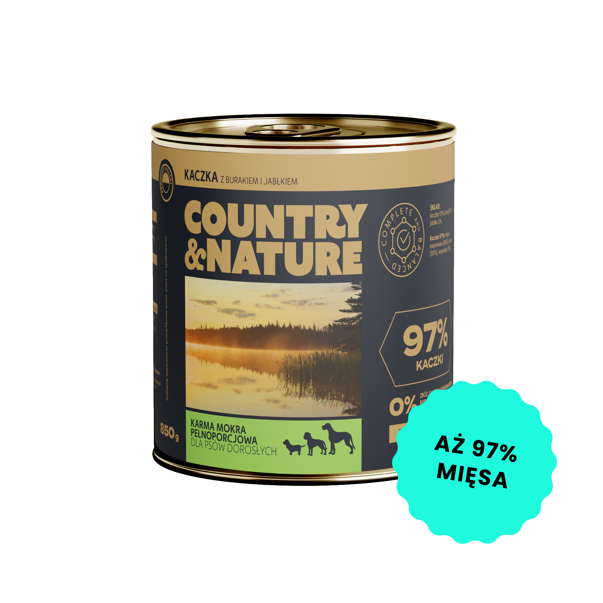 COUNTRY&NATURE Bezzbożowa mokra karma - kaczka z jabłkiem i burakiem 850g