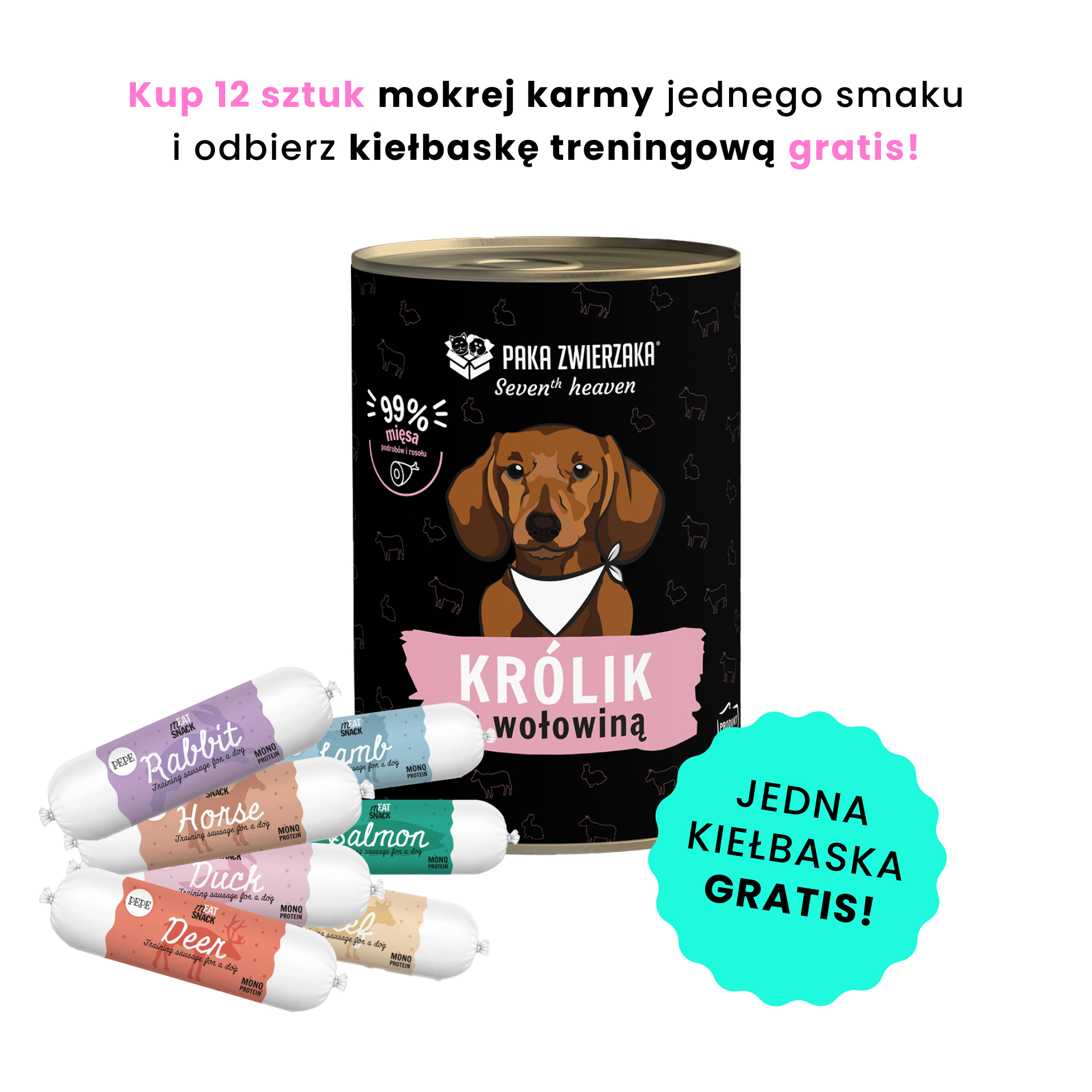 PAKA ZWIERZAKA Rabbit & Beef (królik i wołowina) karma mokra SUPERPREMIUM dla psów w każdym wieku 400g