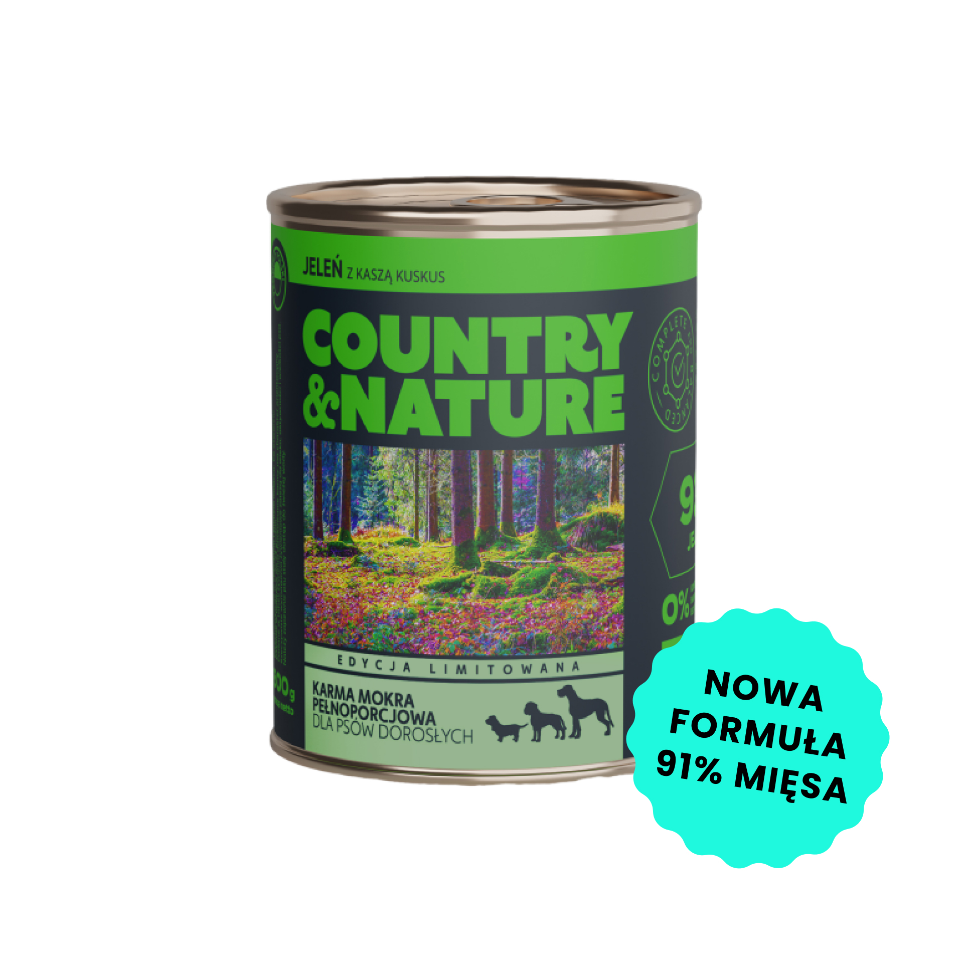 COUNTRY&NATURE Mokra karma Jeleń z jabłkiem i kaszą kuskus 800g